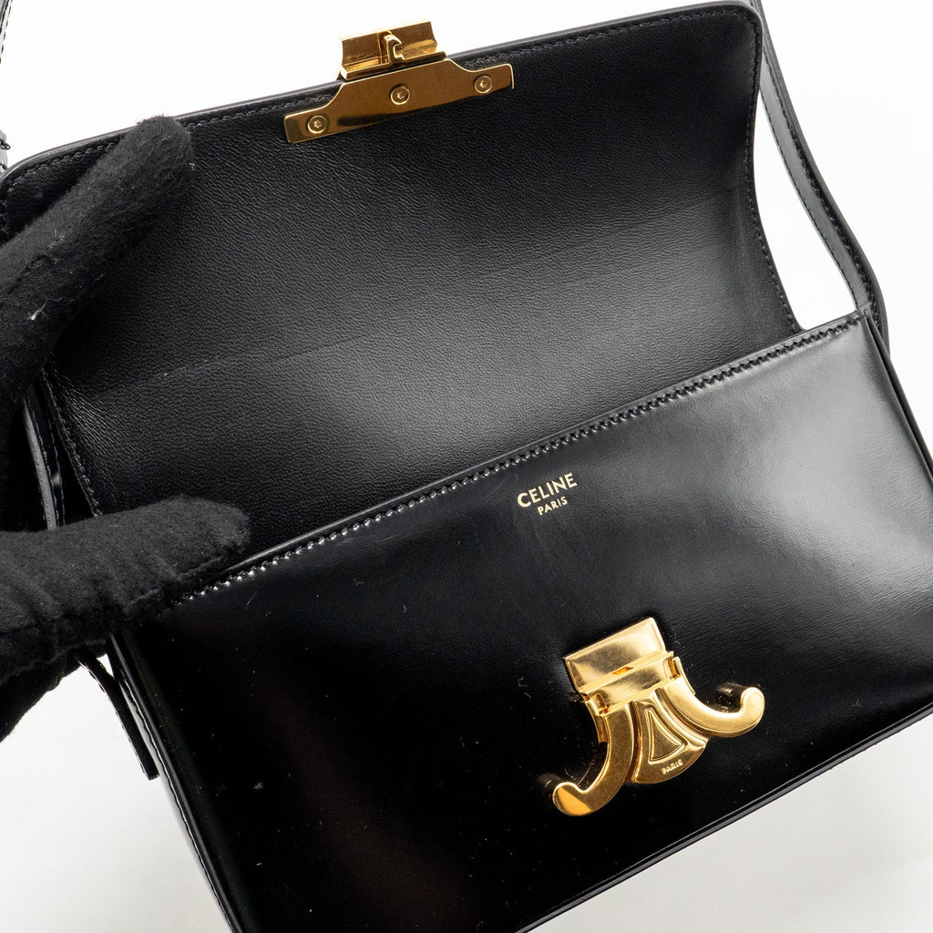 celine-triomphe-shoulder-bag-shiny-calfskin-black-ghw-2