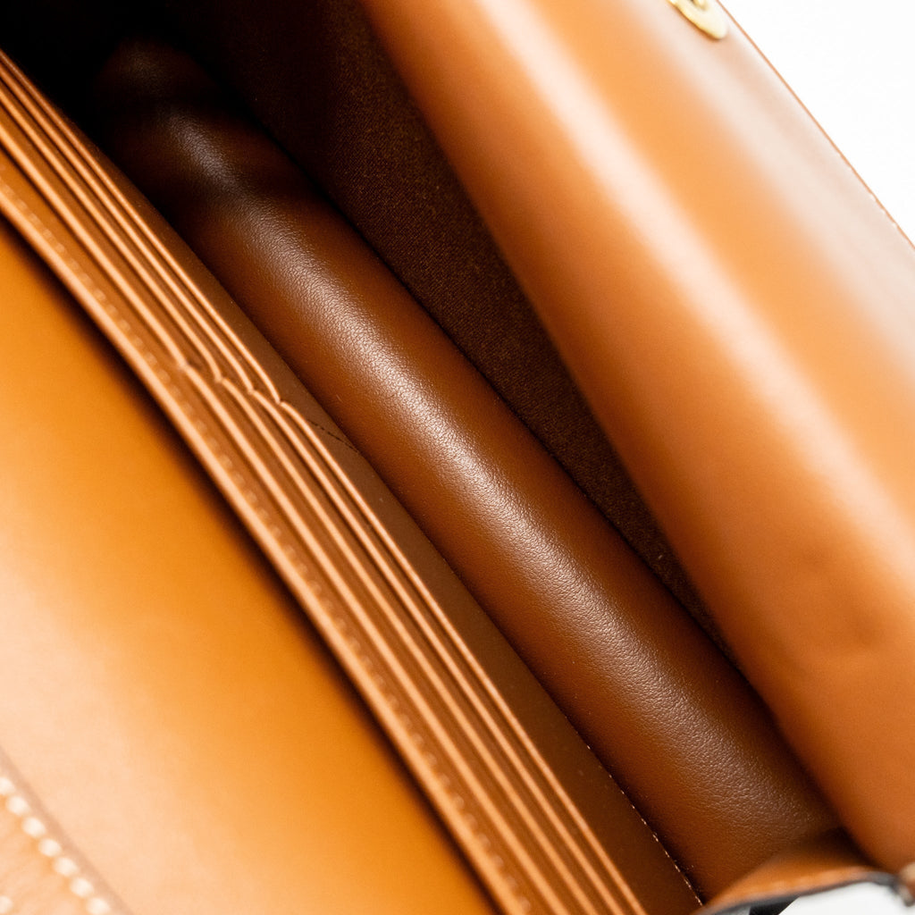 celine-wallet-on-strap-triomphe-canvas-smooth-lambskin-tan-ghw-7