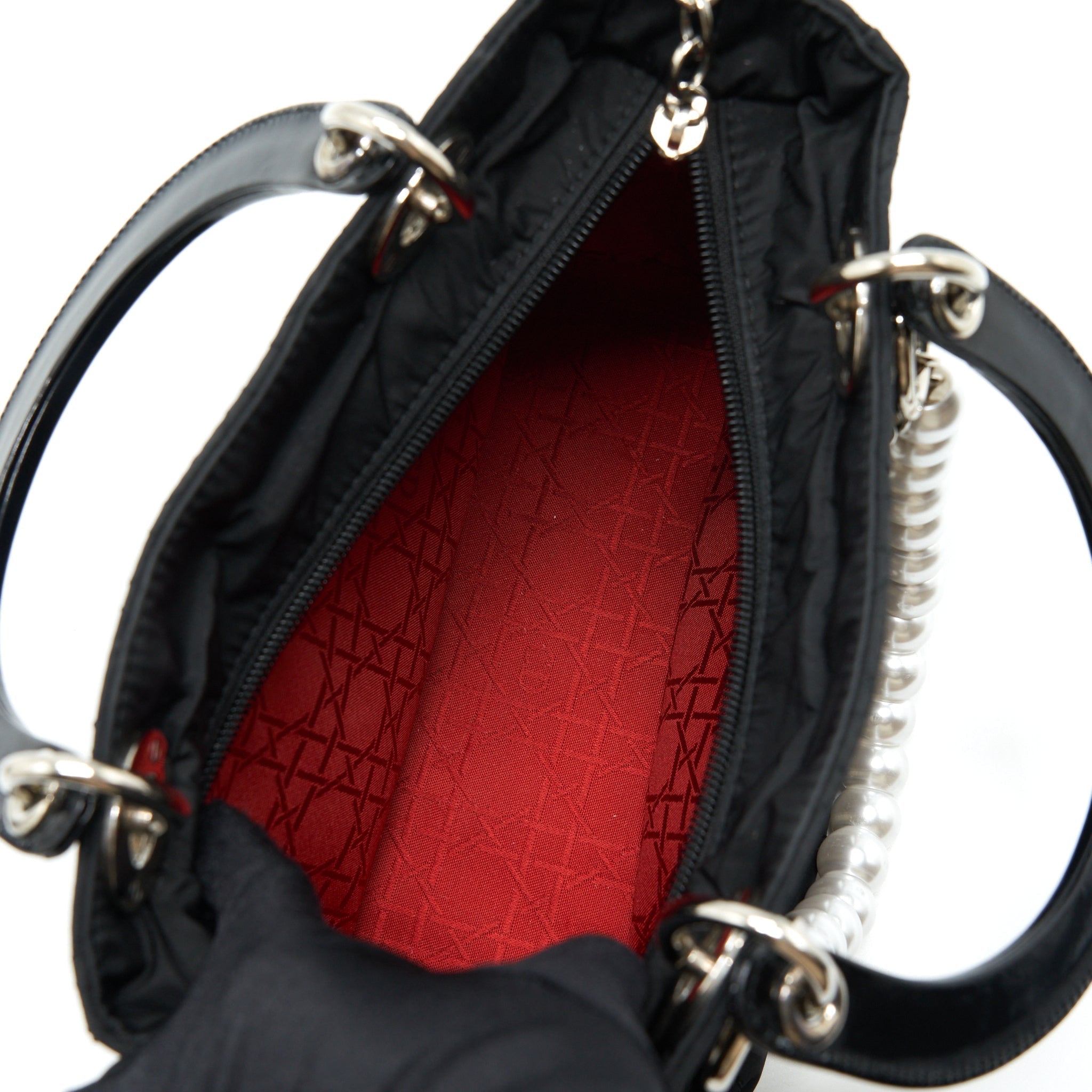 dior-vintage-medium-lady-dior-nylon-fabric-black-shw