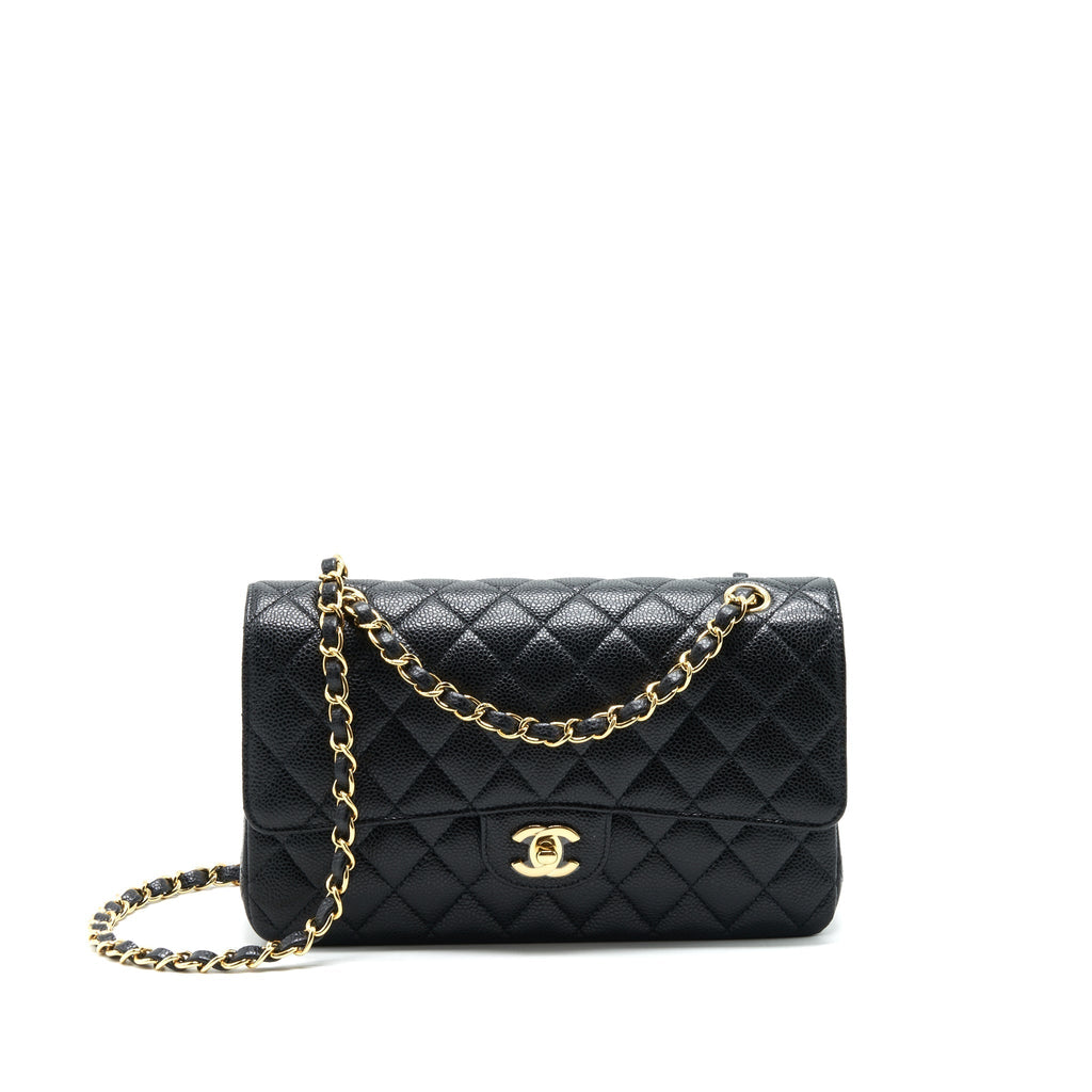 chanel-medium-classic-double-flap-25cm-caviar-black-ghw-microchip