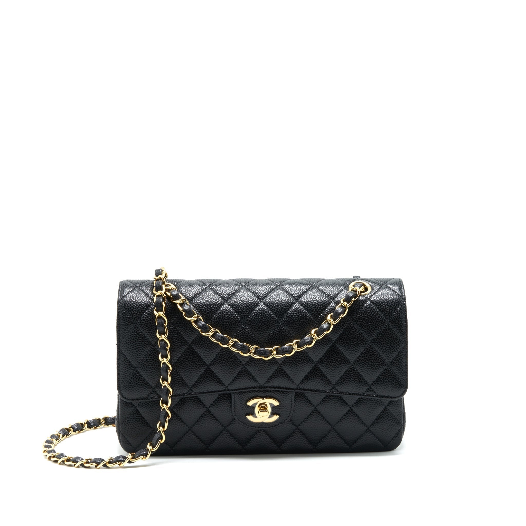 chanel-medium-classic-double-flap-25cm-caviar-black-ghw-microchip