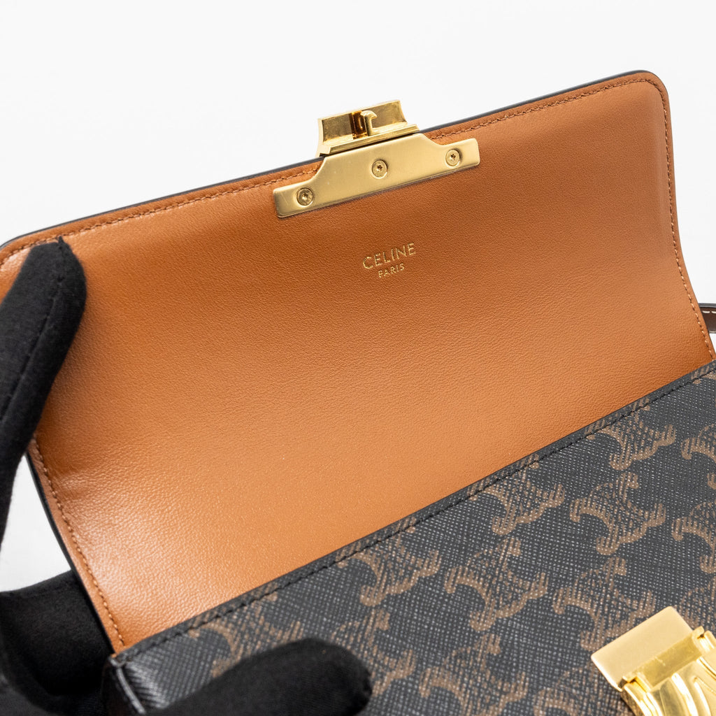 celine-triomphe-shouder-bag-triomphe-canvas-calfskin-tan-ghw