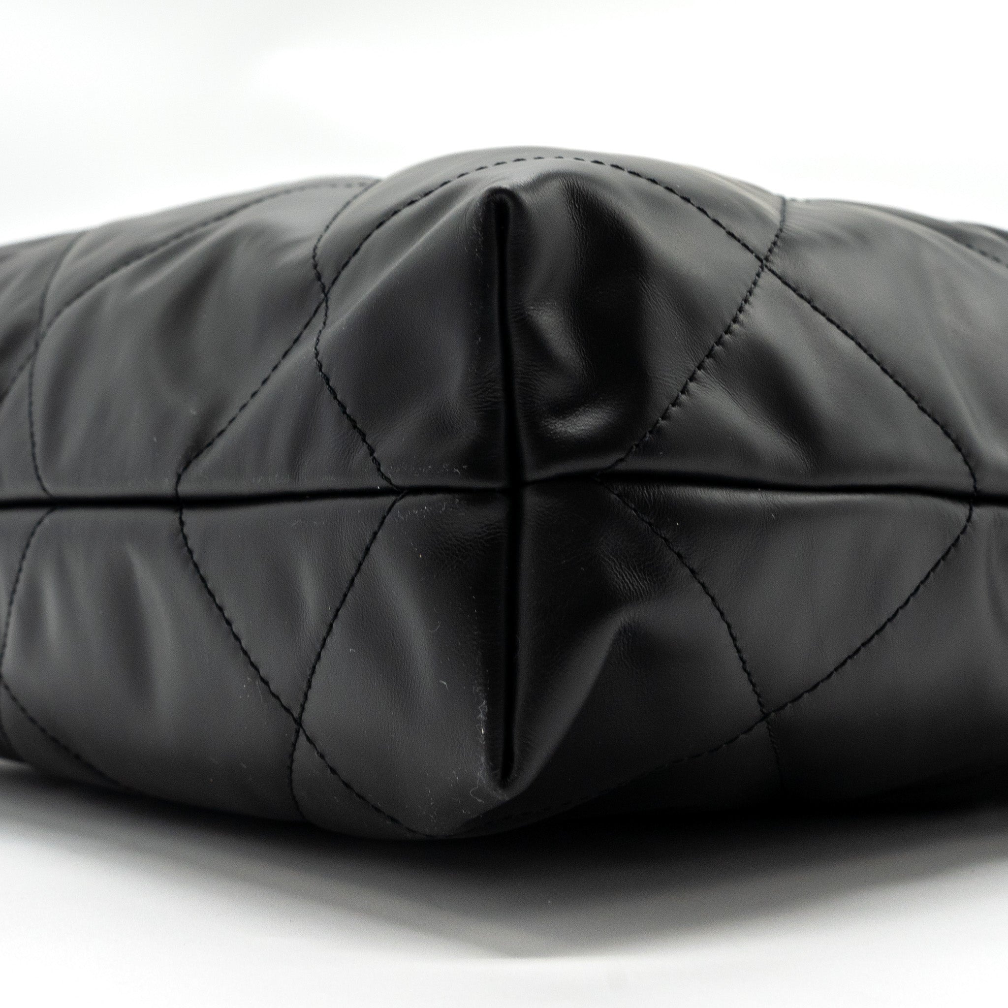 chanel-small-22-bag-calfskin-black-white-letter-ghw-microchip