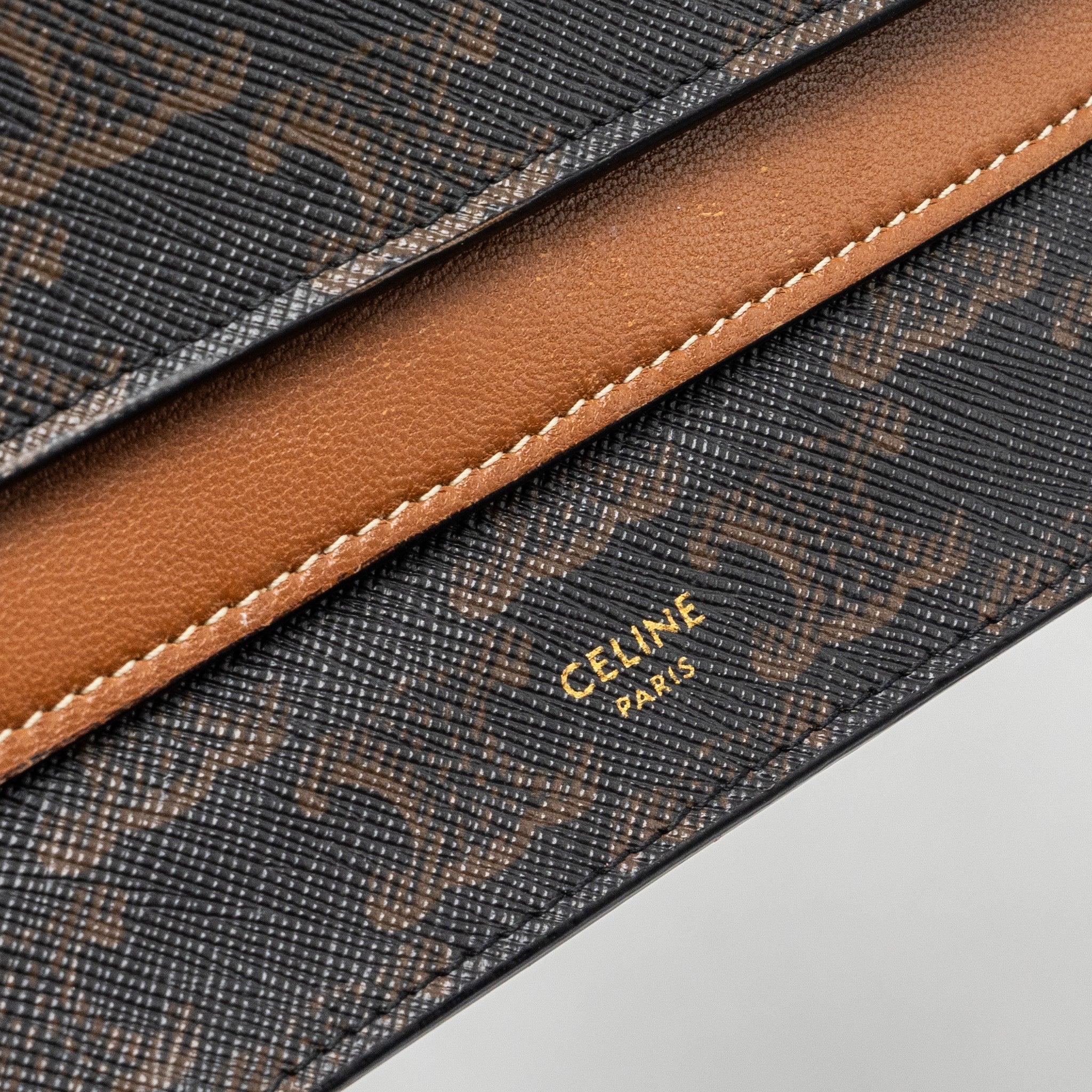 celine-wallet-on-strap-triomphe-canvas-smooth-lambskin-tan-ghw-4
