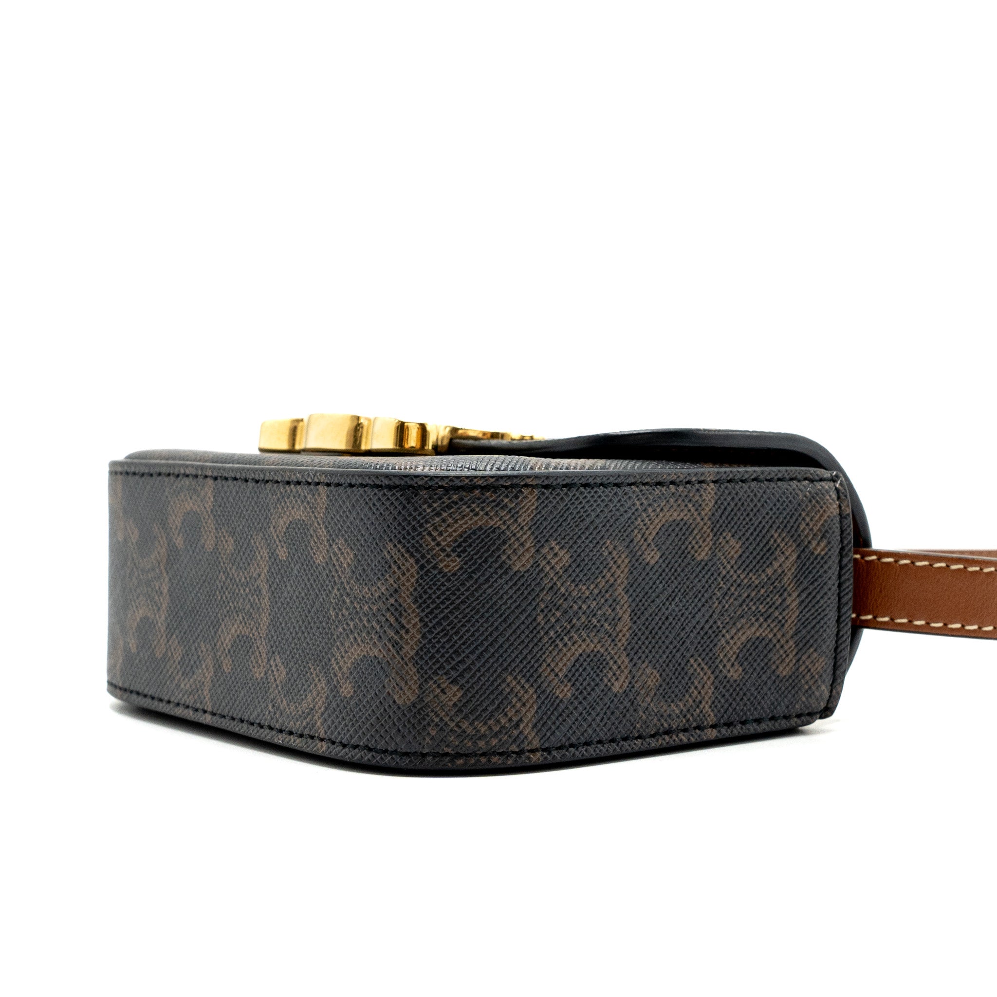 celine-mini-claude-triomphe-canvas-calfskin-tan-ghw