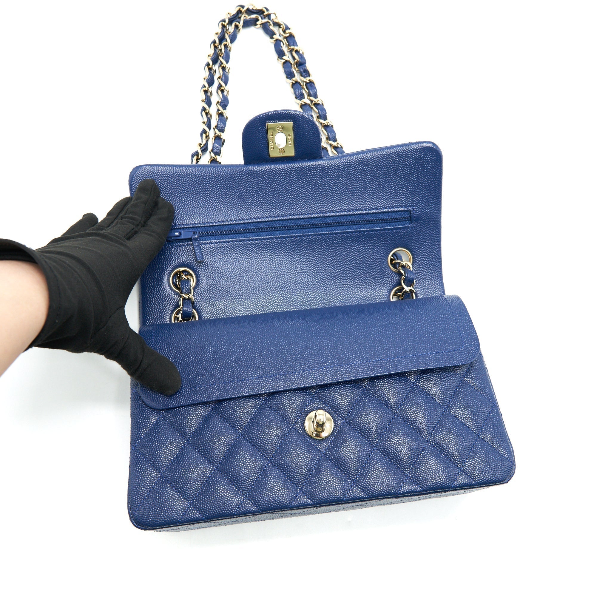 chanel-classic-small-double-flap-caviar-navy-lghw