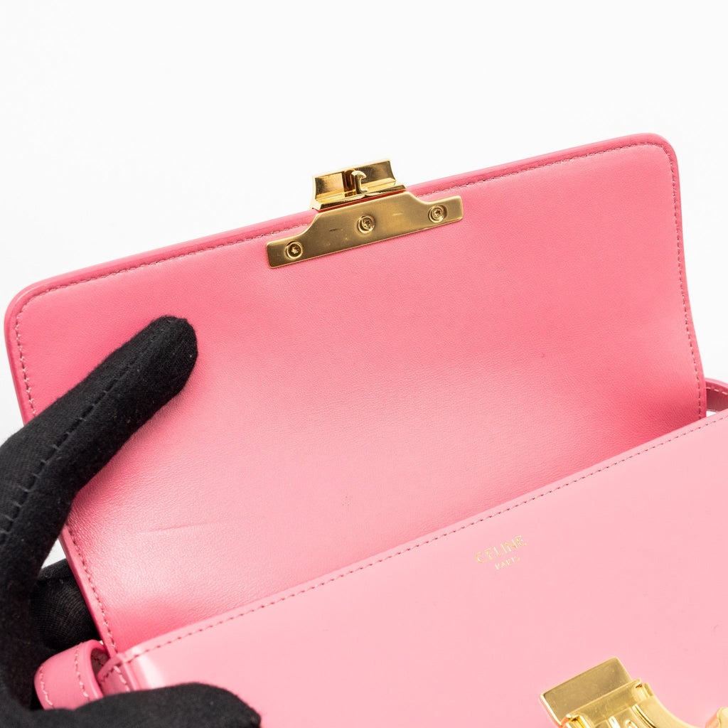 celine-triomphe-shoulder-bag-shiny-calfskin-flamingo-ghw