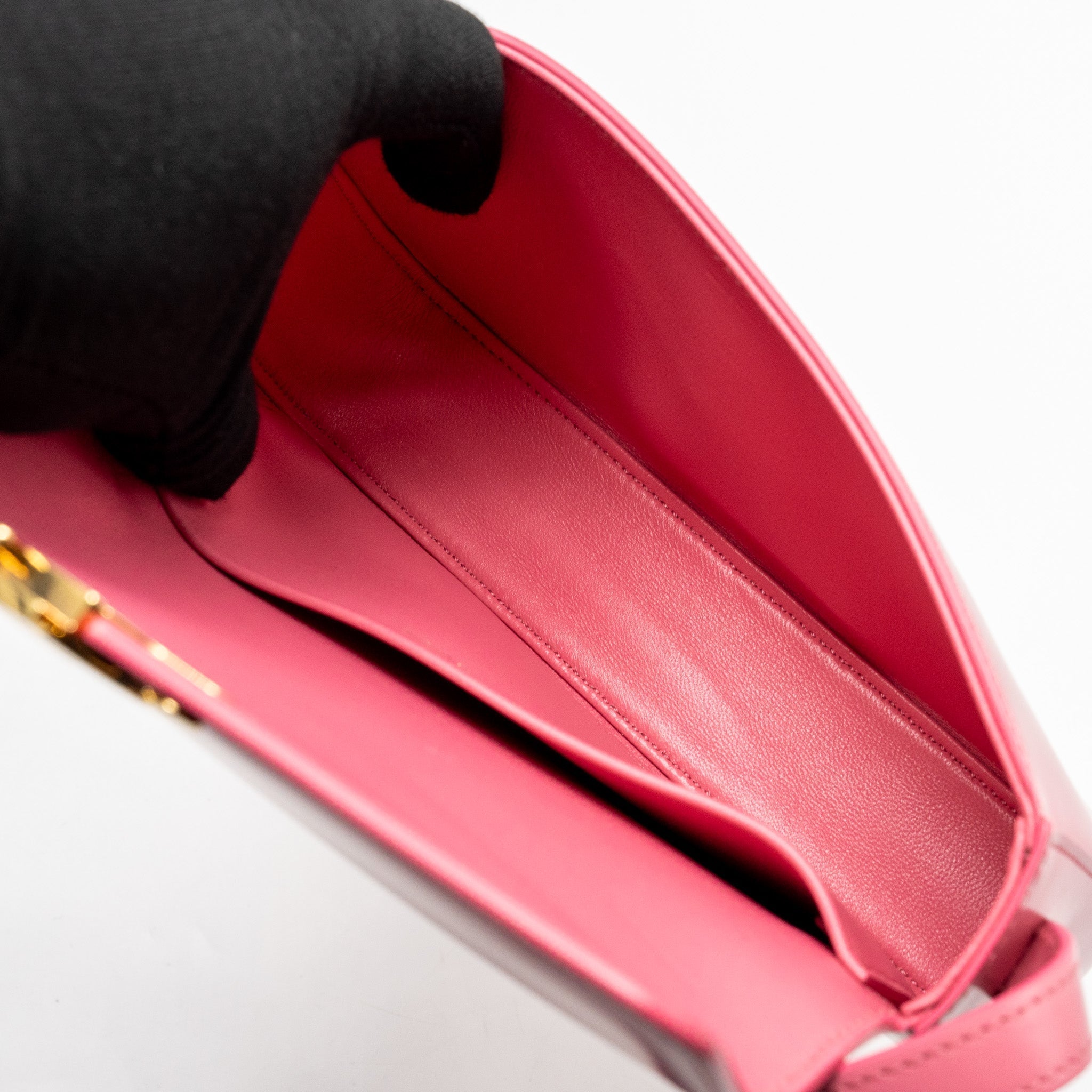 celine-triomphe-shoulder-bag-shiny-calfskin-flamingo-ghw