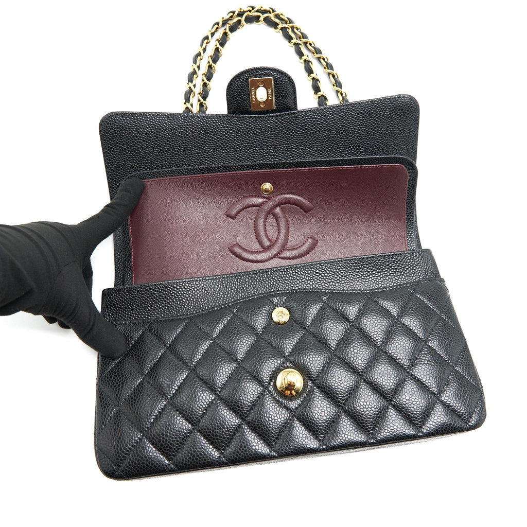chanel-medium-classic-double-flap-25cm-caviar-black-ghw-microchip