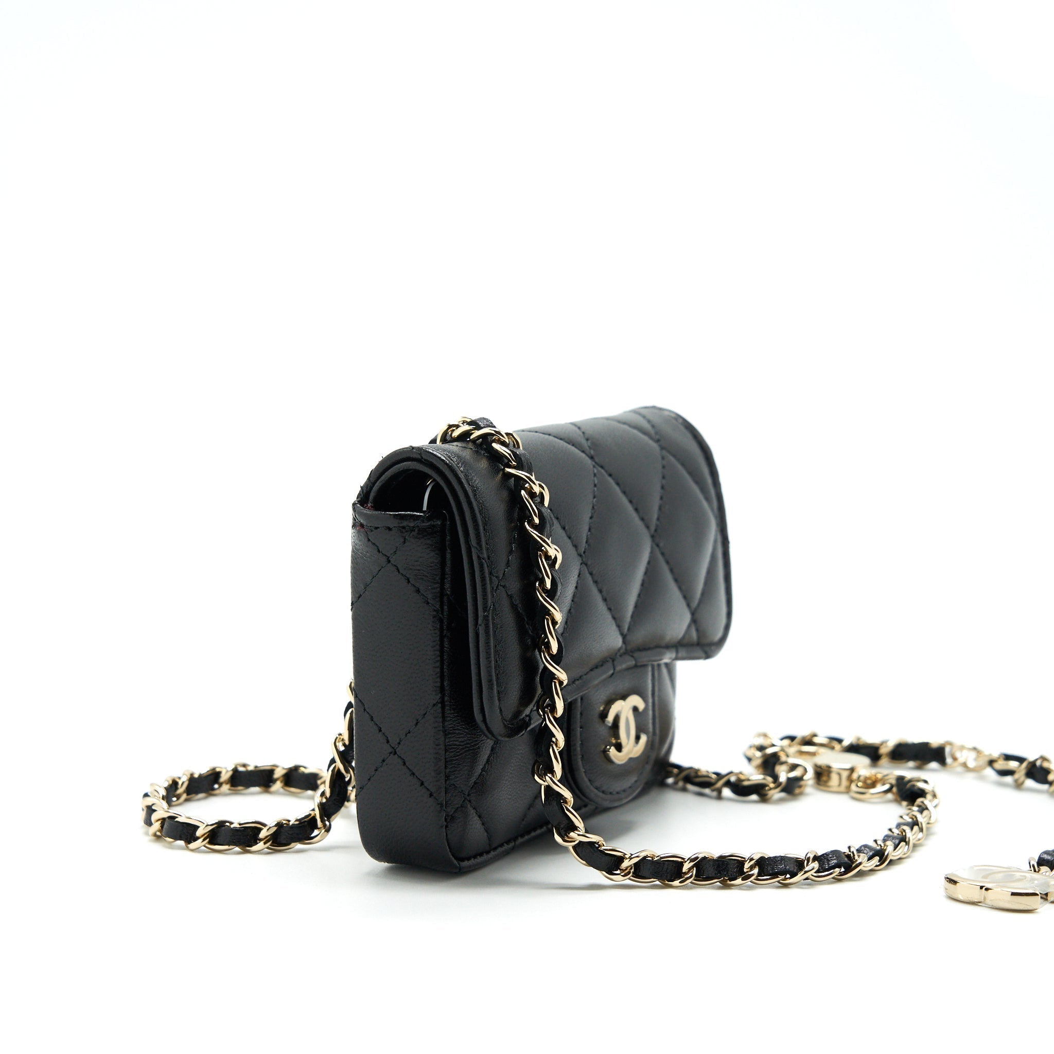 chanel-flap-card-holder-belt-bag-lambskin-chain-black-lghw
