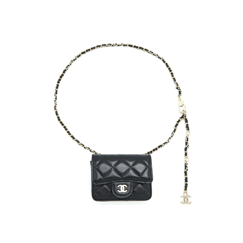 chanel-flap-card-holder-belt-bag-lambskin-chain-black-lghw