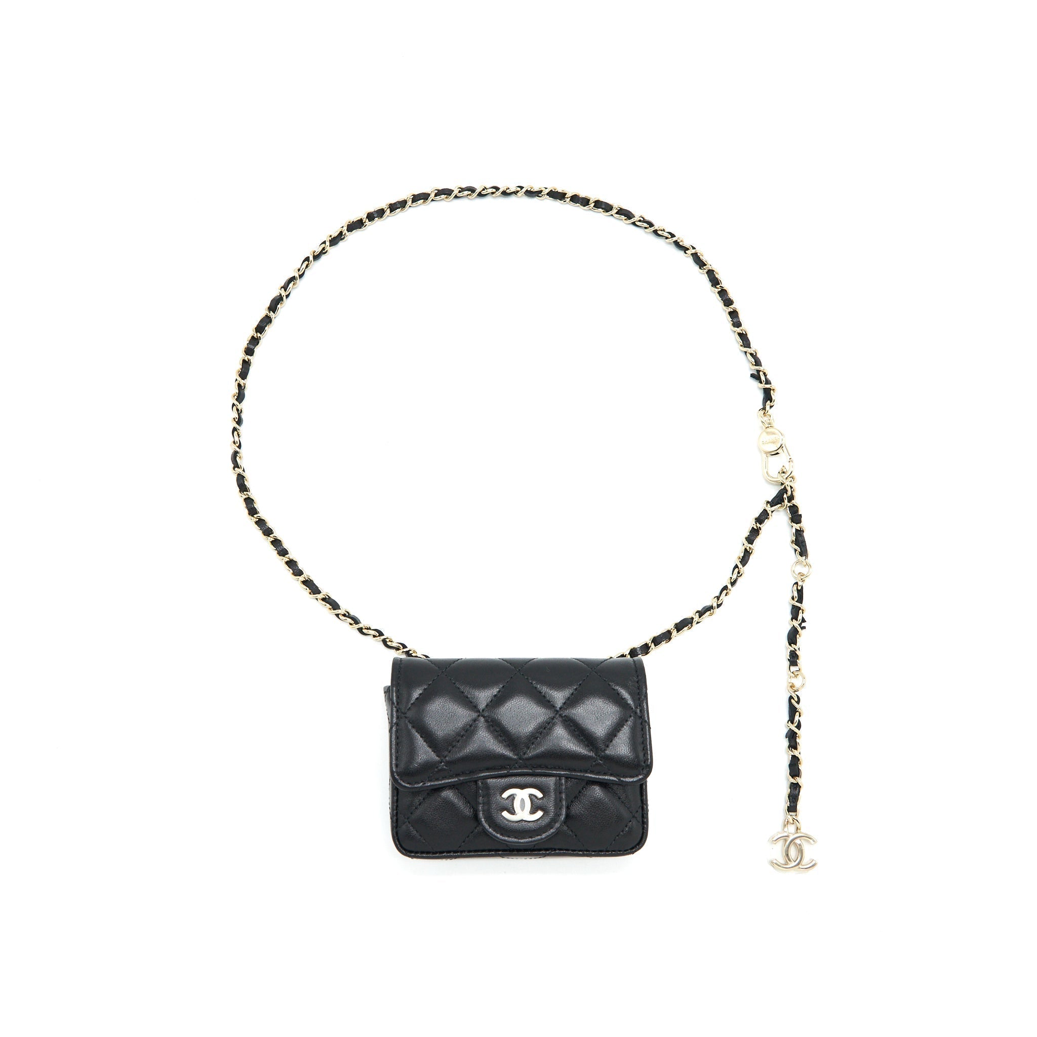 chanel-flap-card-holder-belt-bag-lambskin-chain-black-lghw
