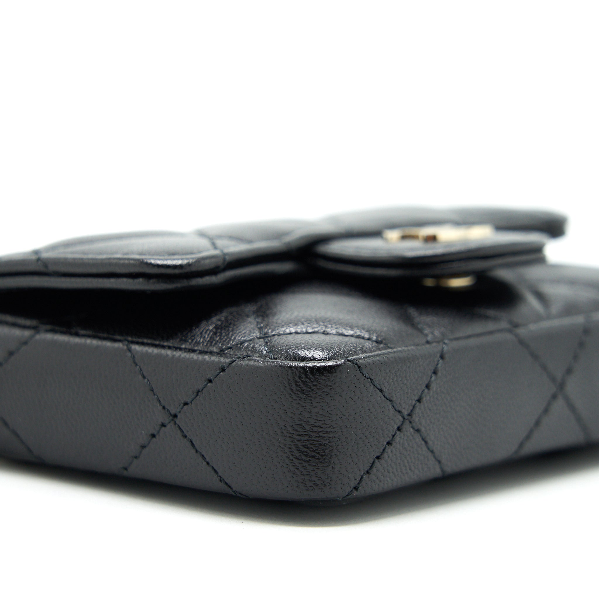 chanel-flap-card-holder-belt-bag-lambskin-chain-black-lghw