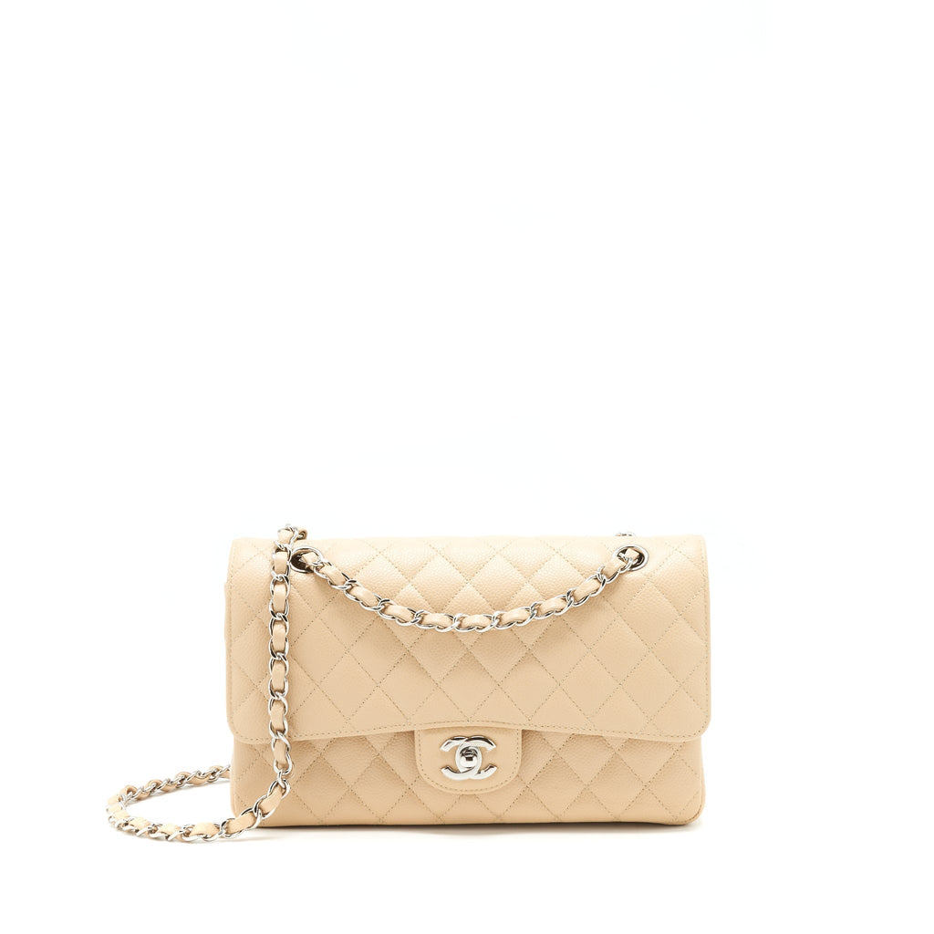 chanel-medium-classic-double-flap-bag-caviar-beige-shw