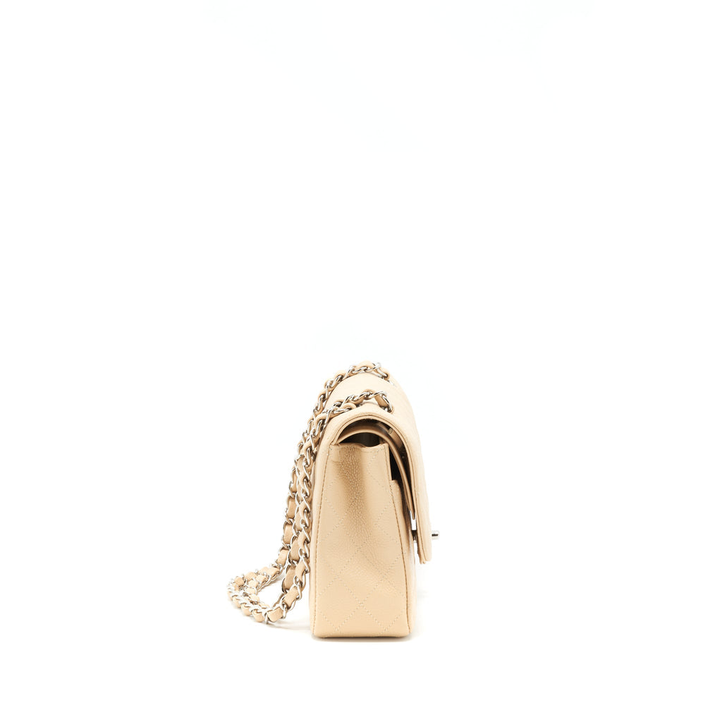 chanel-medium-classic-double-flap-bag-caviar-beige-shw