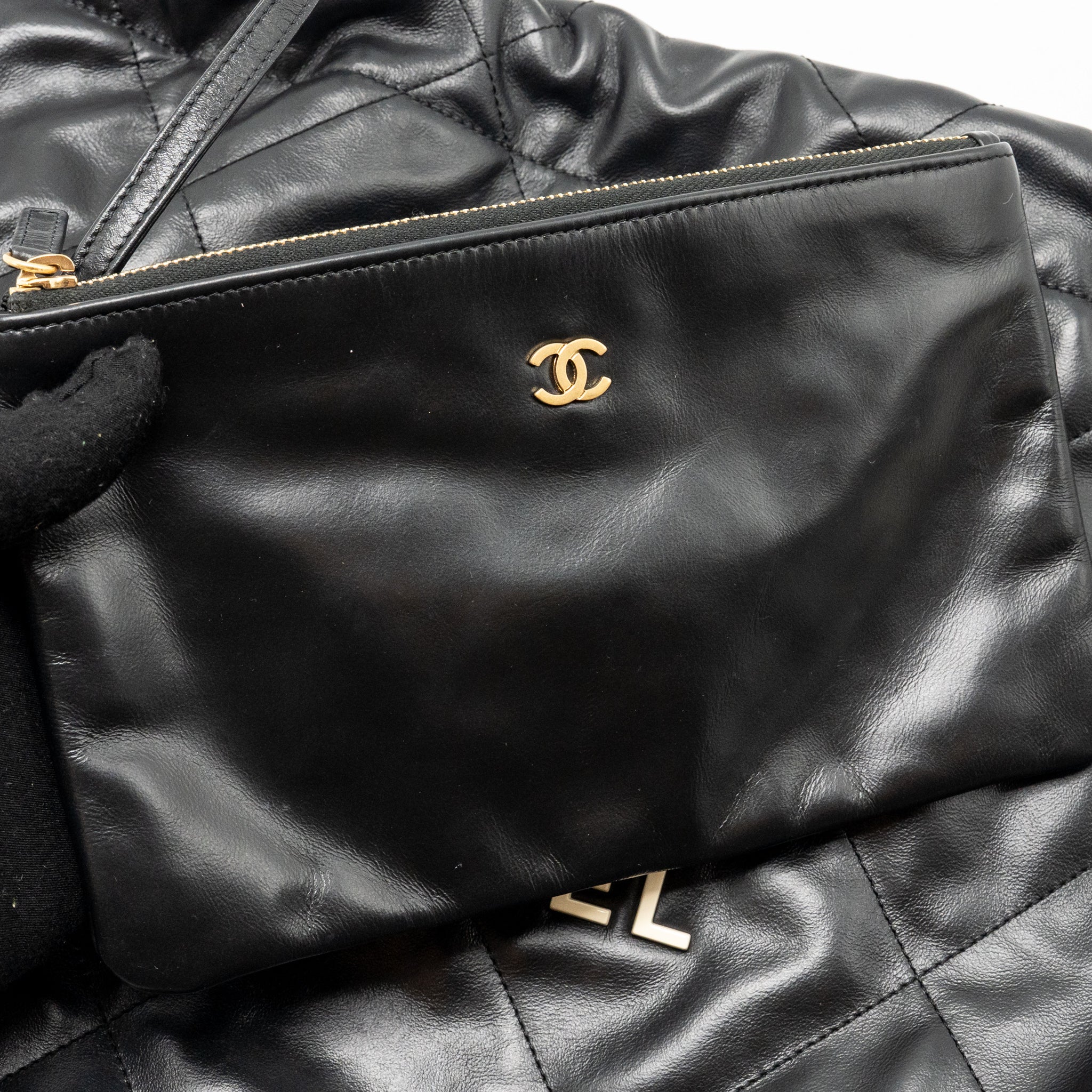 chanel-small-22-bag-white-letter-shiny-calfskin-black-ghw-microchip