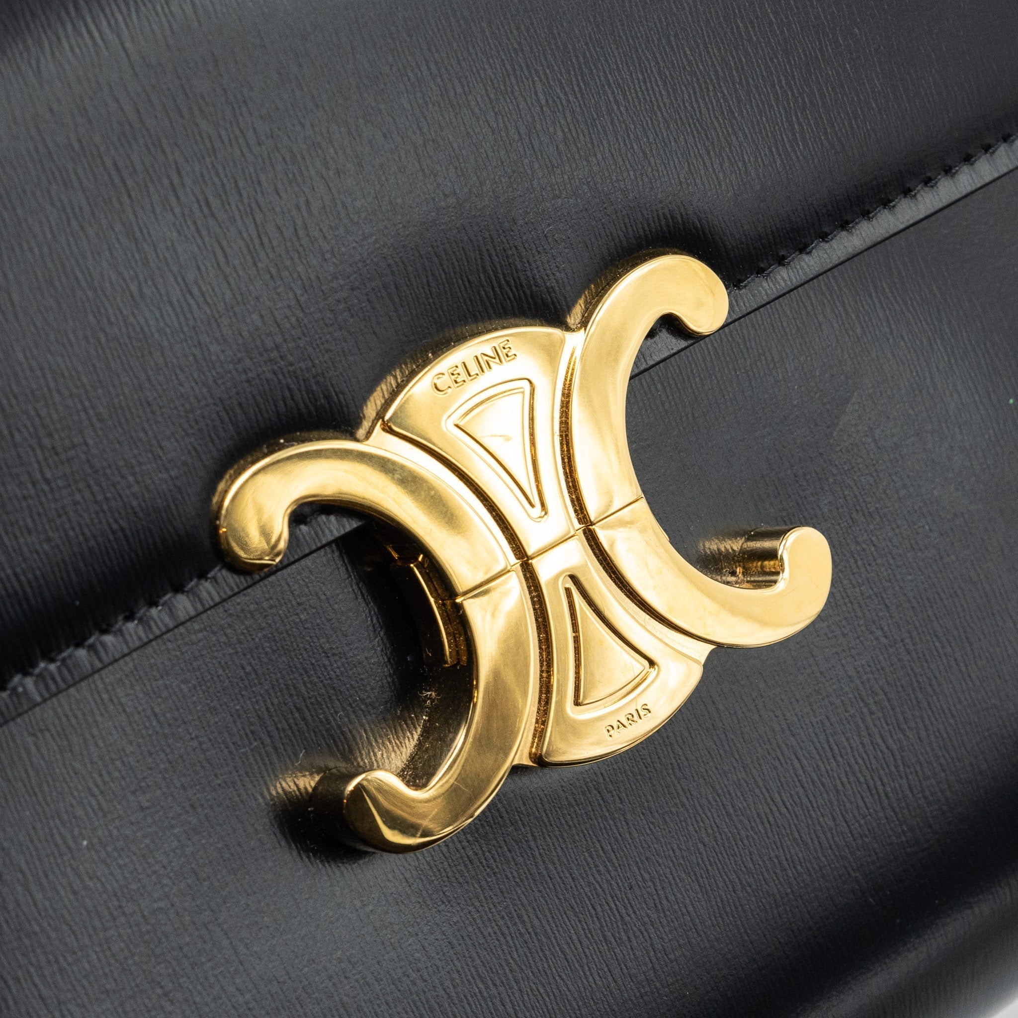celine-triomphe-flap-wallet-with-strap-calfskin-black-ghw