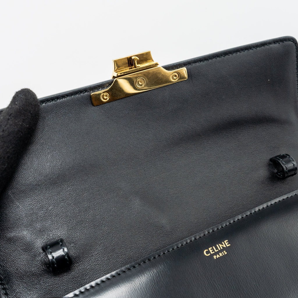 celine-triomphe-flap-wallet-with-strap-calfskin-black-ghw