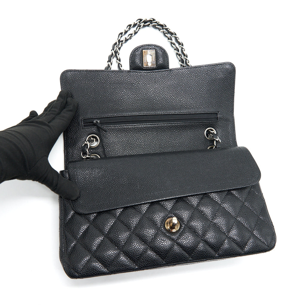 chanel-medium-classic-double-flap-caviar-black-shw-serial-12
