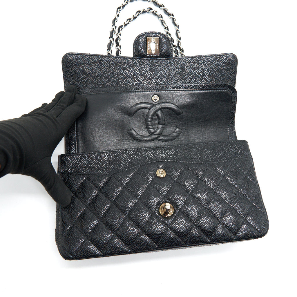 chanel-medium-classic-double-flap-caviar-black-shw-serial-12