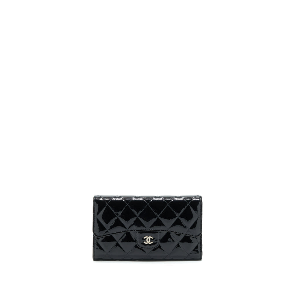 chanel-classic-flap-long-wallet-patent-black-shw