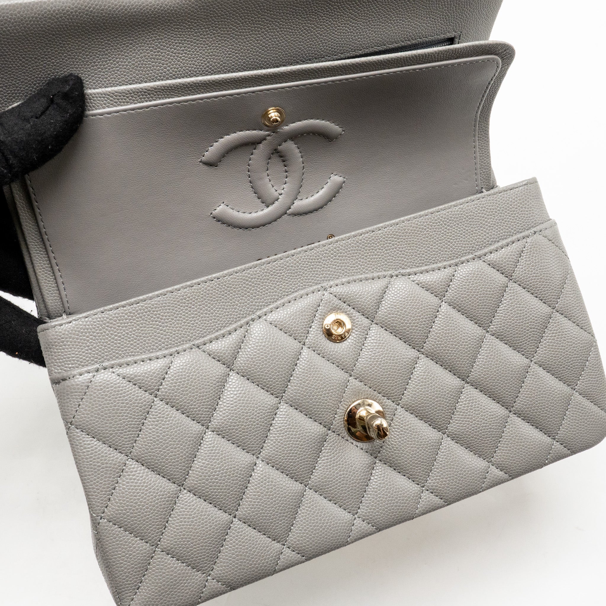 chanel-small-classic-double-flap-bag-caviar-dark-grey-lghw-microchip