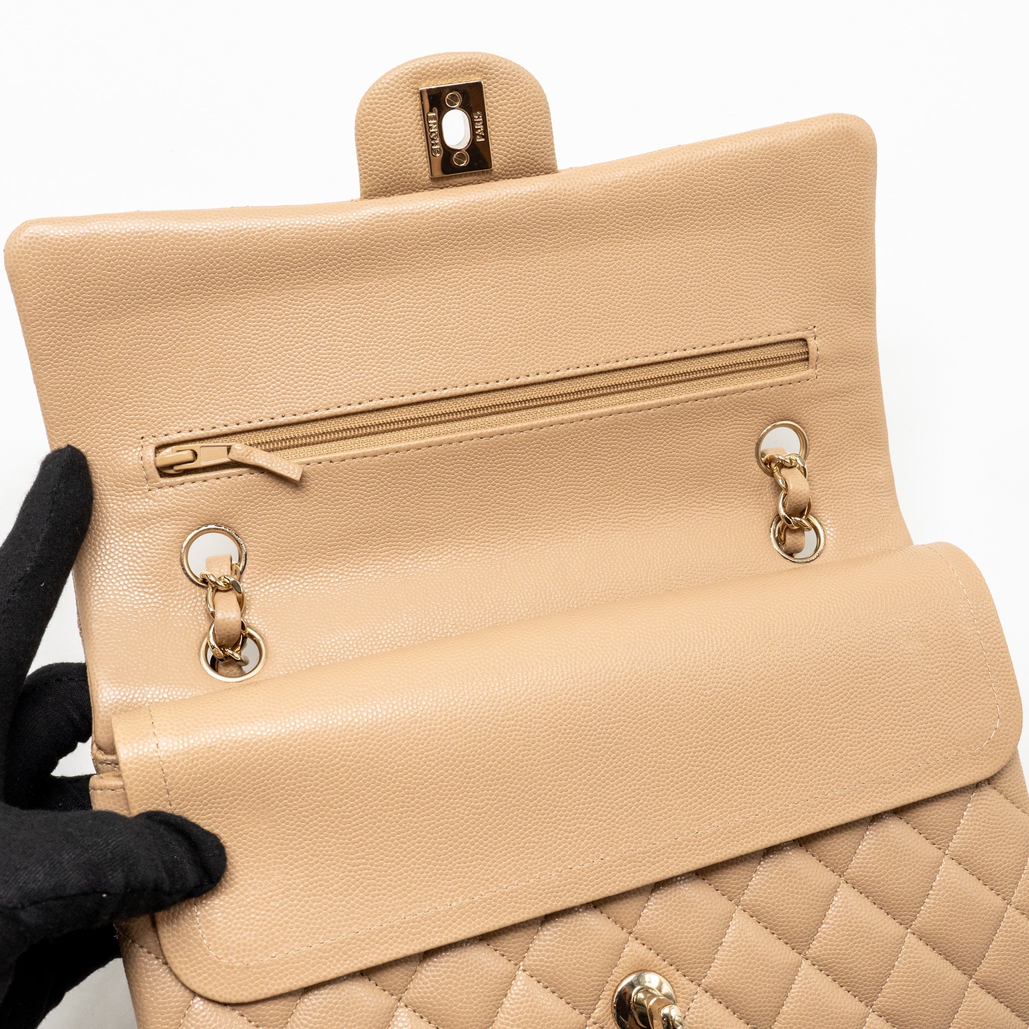 chanel-medium-classic-double-flap-bag-dark-beige-lghw