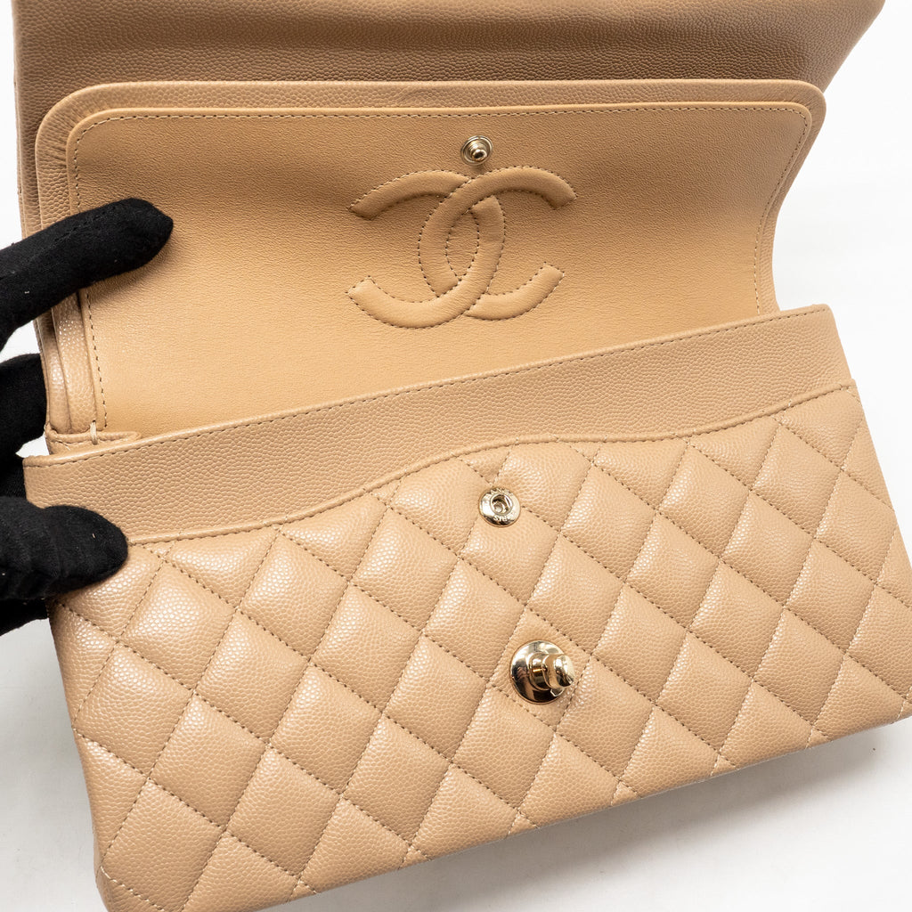 chanel-medium-classic-double-flap-bag-dark-beige-lghw