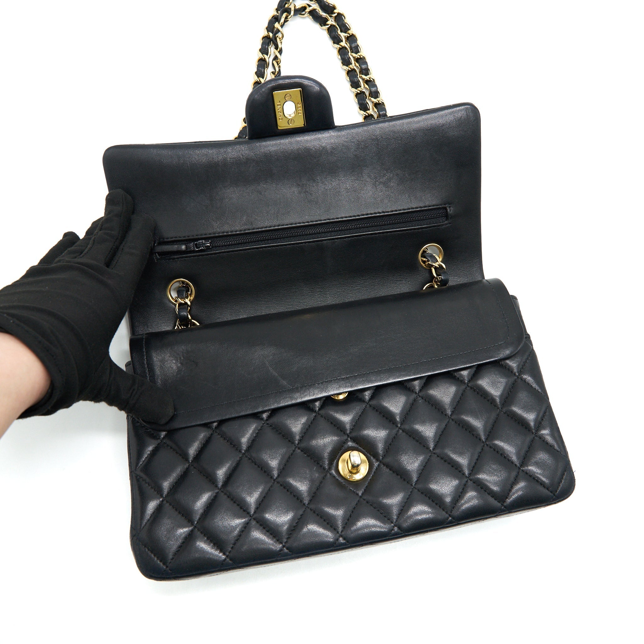 chanel-classic-double-flap-bag-lambskin-medium-black-ghw-serial-19