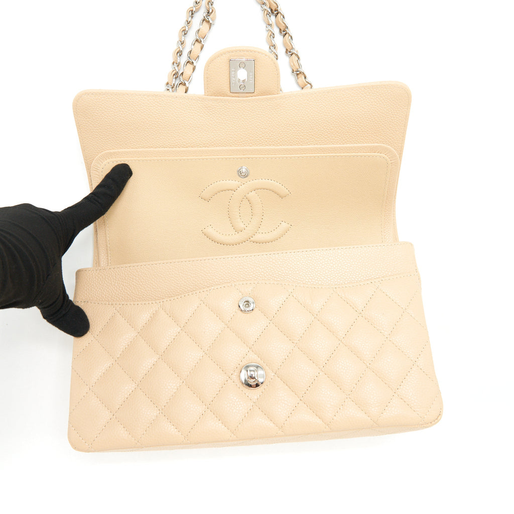 chanel-medium-classic-double-flap-bag-caviar-beige-shw