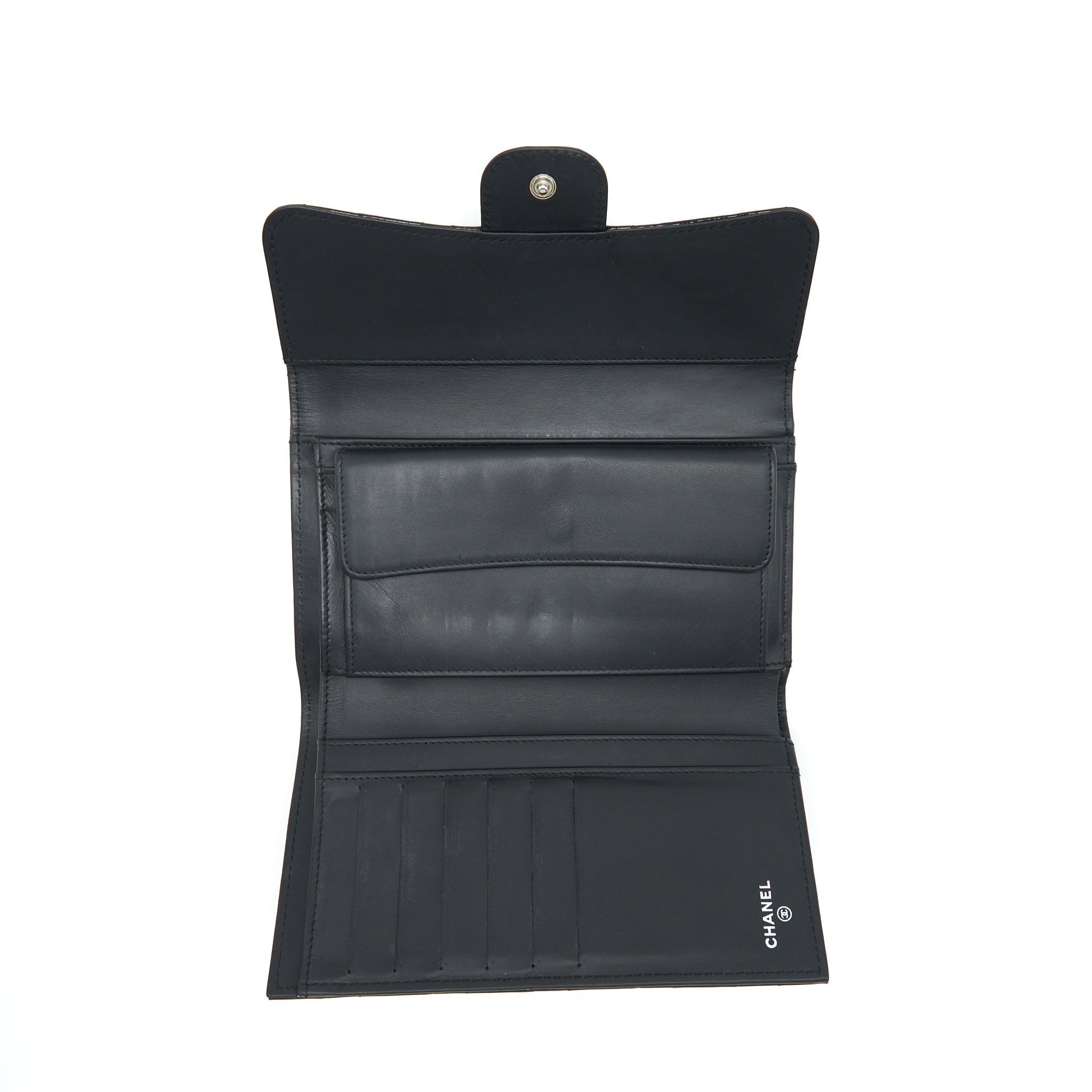 chanel-classic-flap-long-wallet-patent-black-shw