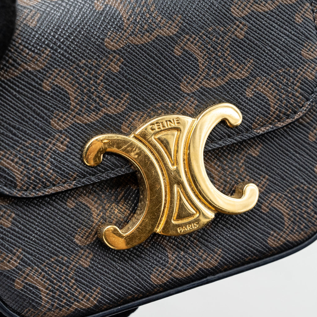 celine-mini-claude-triomphe-canvas-calfskin-tan-ghw