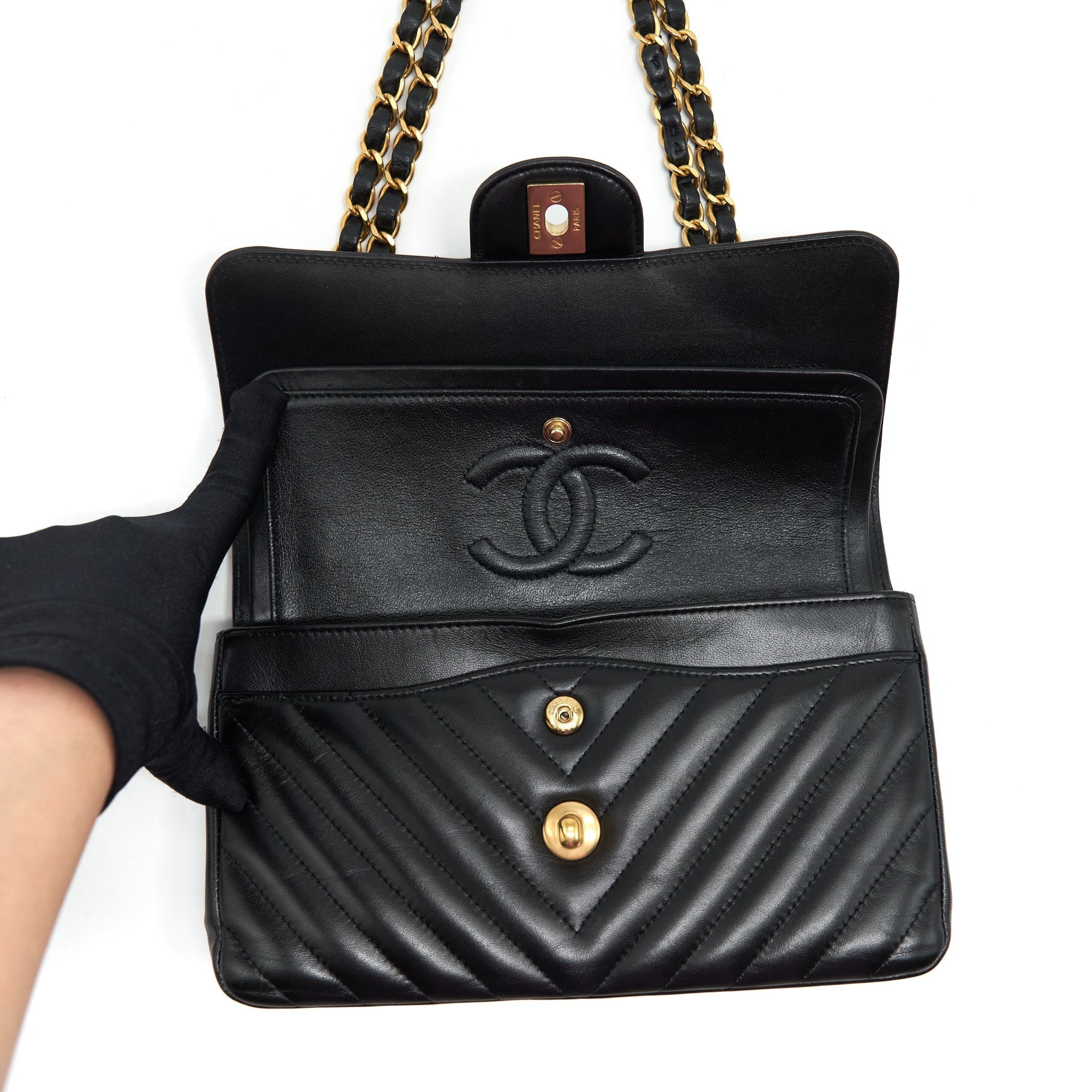 chanel-small-classic-double-flap-bag-chevron-lambskin-black-ghw