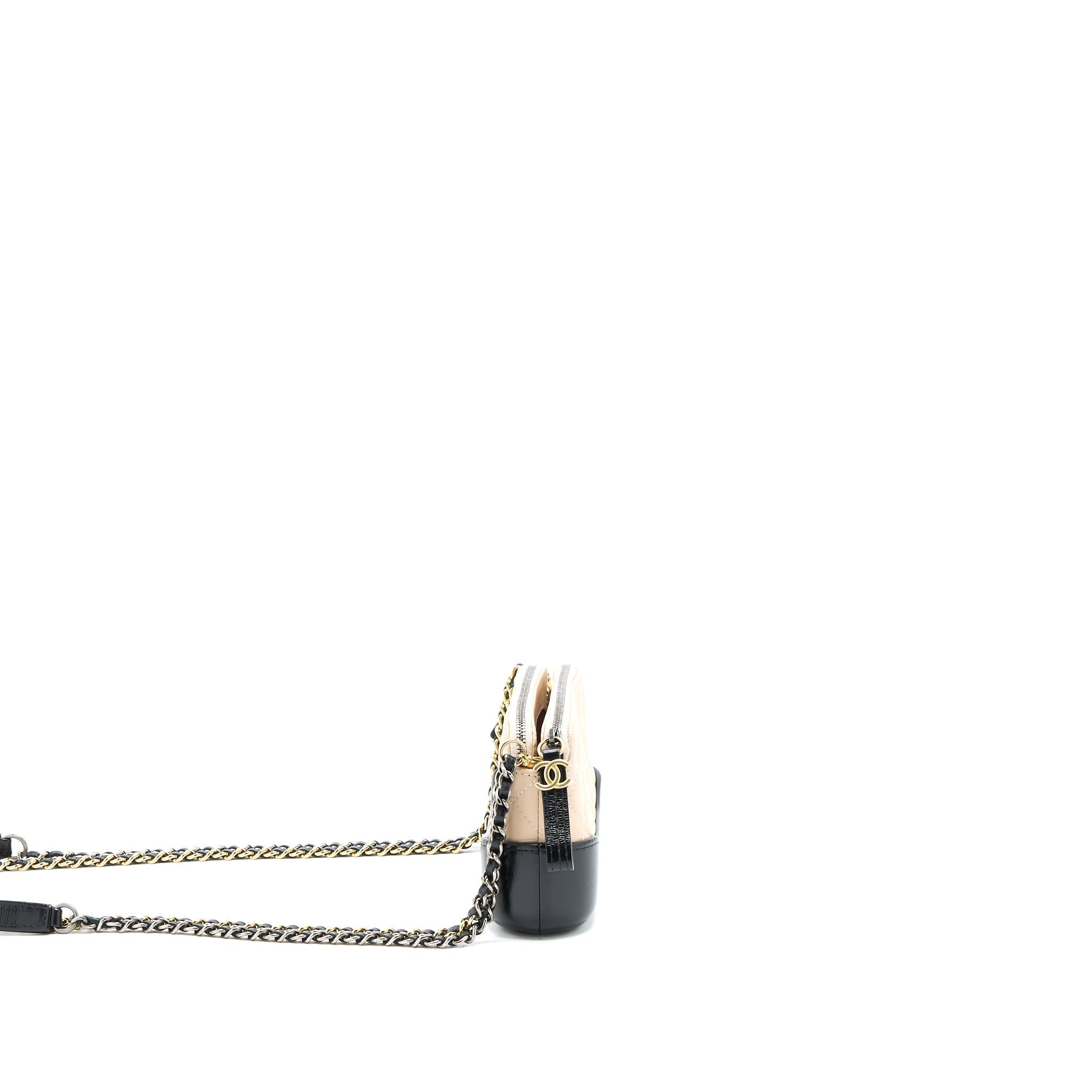 chanel-gabrielle-double-zip-wallet-on-chain-aged-calfskin-black-beige-multicoloured-hardware