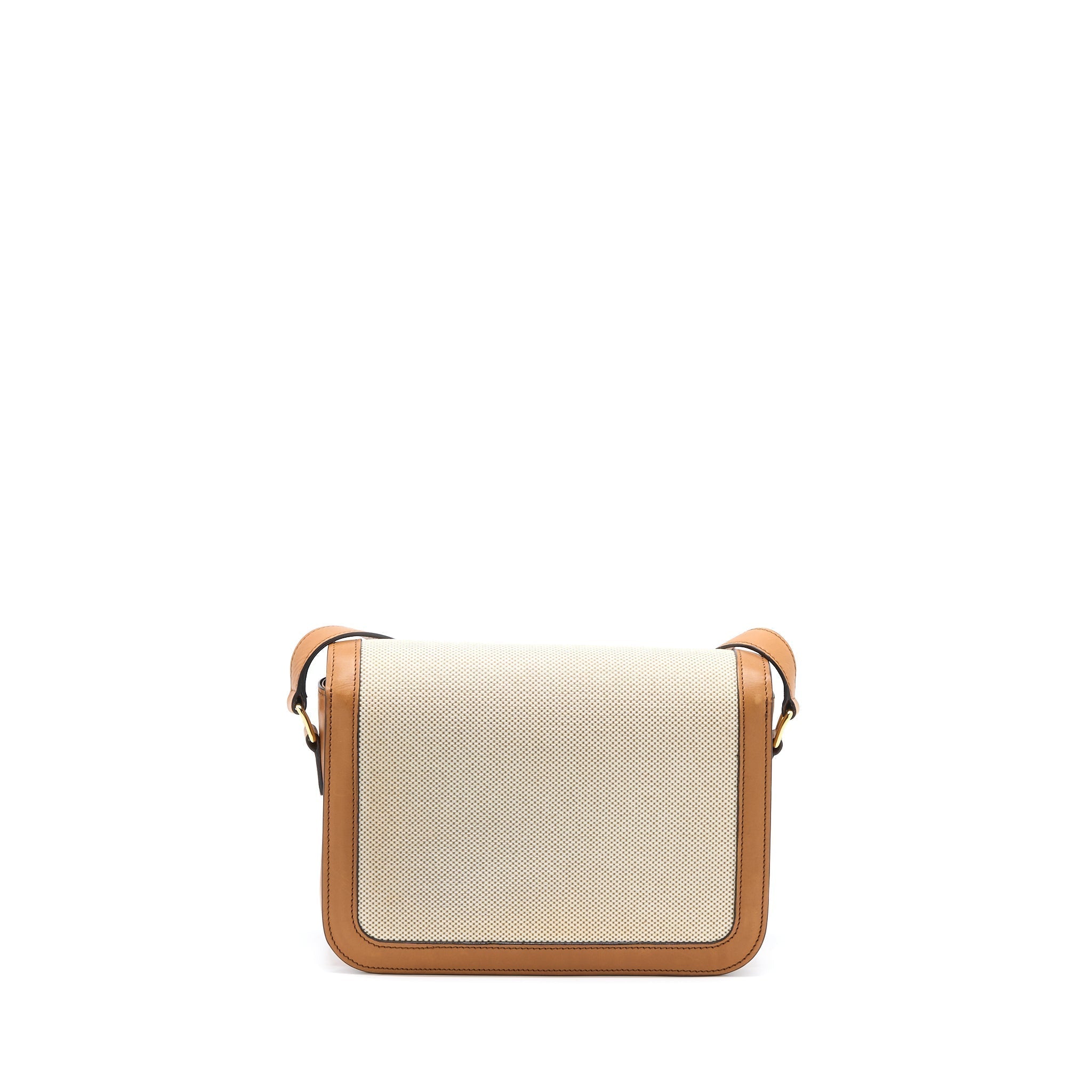 celine-triomphe-bag-textile-calfskin-white-tan-ghw
