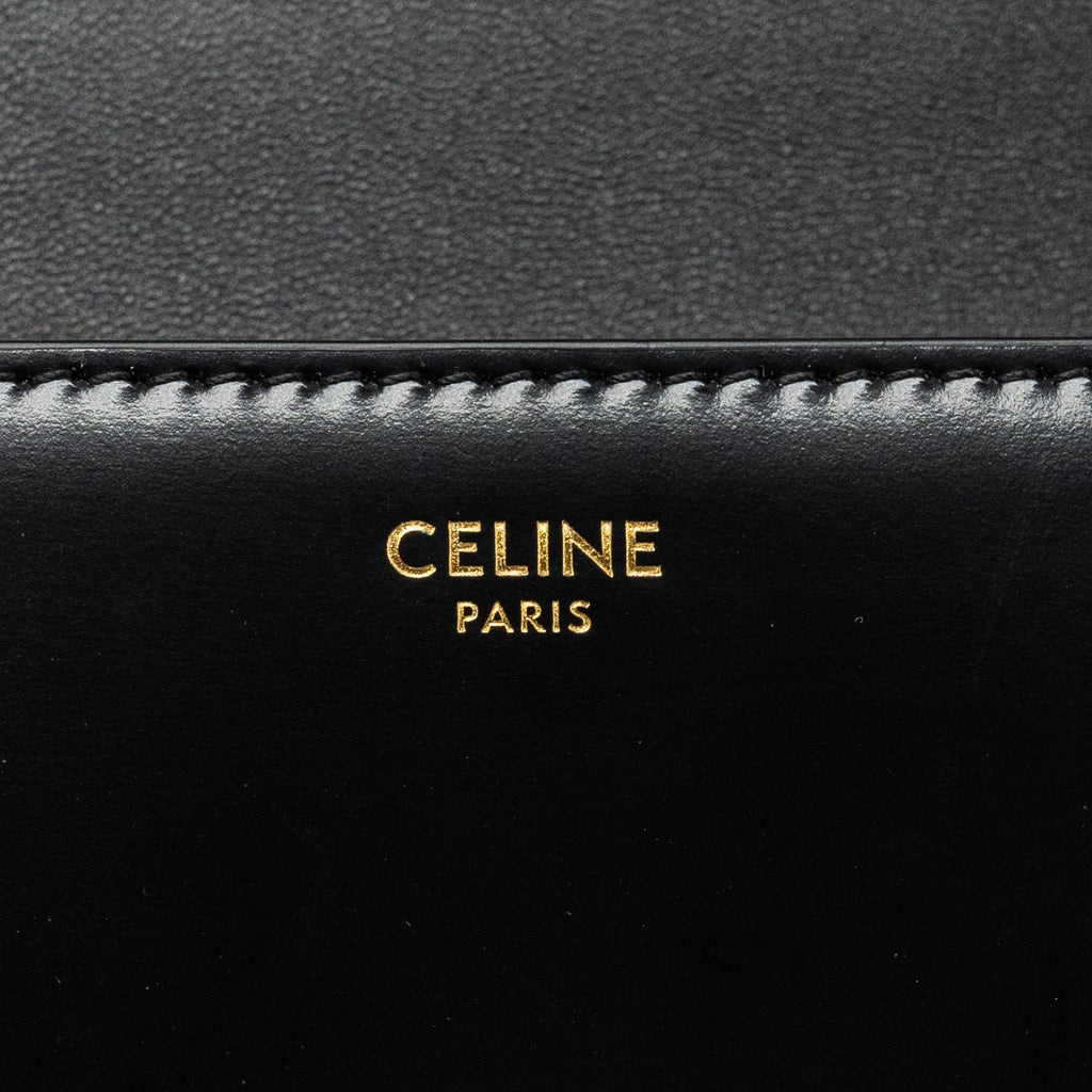 celine-triomphe-chain-shoulder-bag-shiny-calfskin-black-ghw