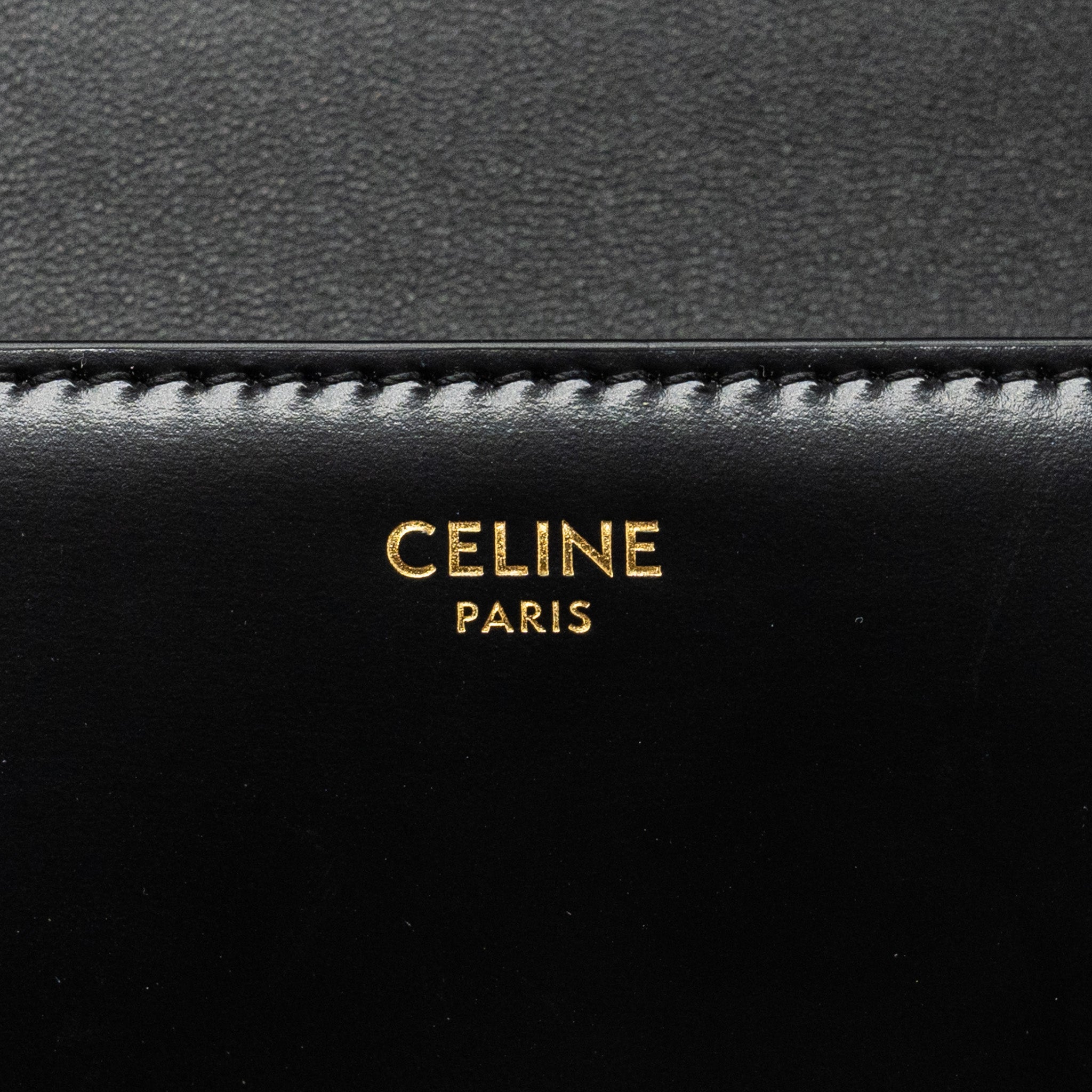 celine-triomphe-chain-shoulder-bag-shiny-calfskin-black-ghw
