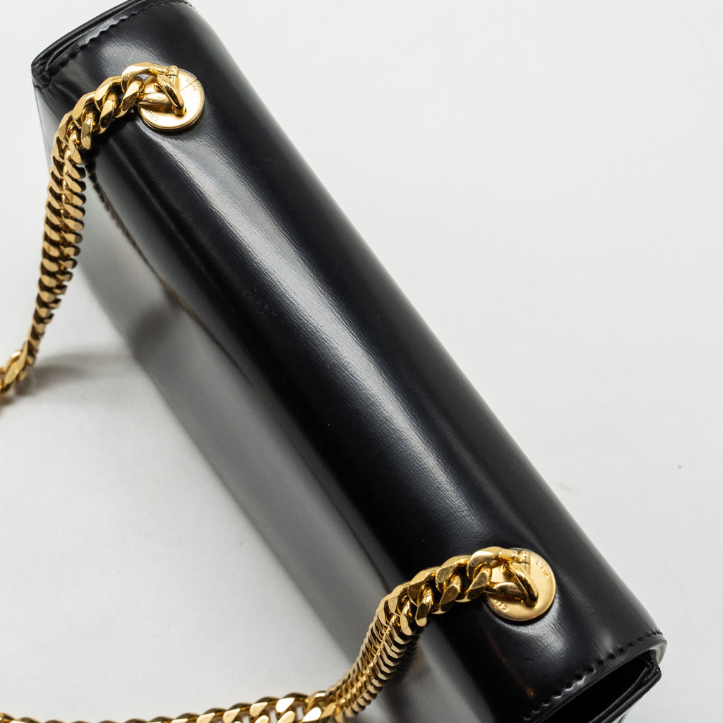 celine-triomphe-chain-shoulder-bag-shiny-calfskin-black-ghw