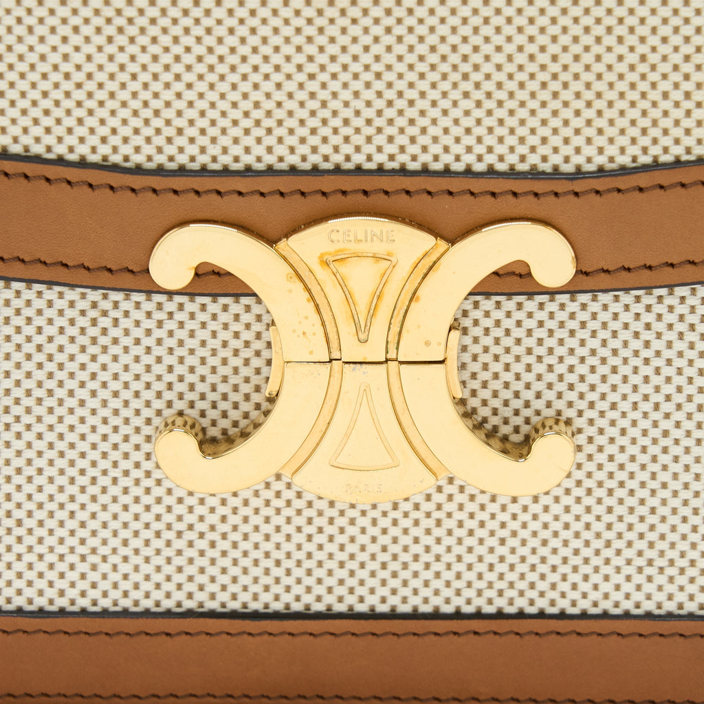 celine-triomphe-bag-textile-calfskin-white-tan-ghw