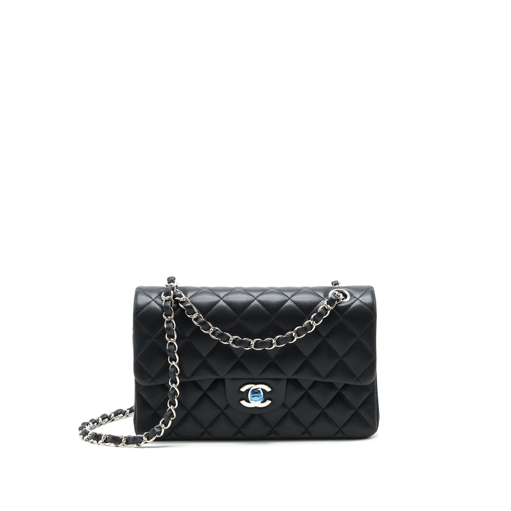 chanel-small-classic-double-flap-bag-lambskin-black-shw-microchip