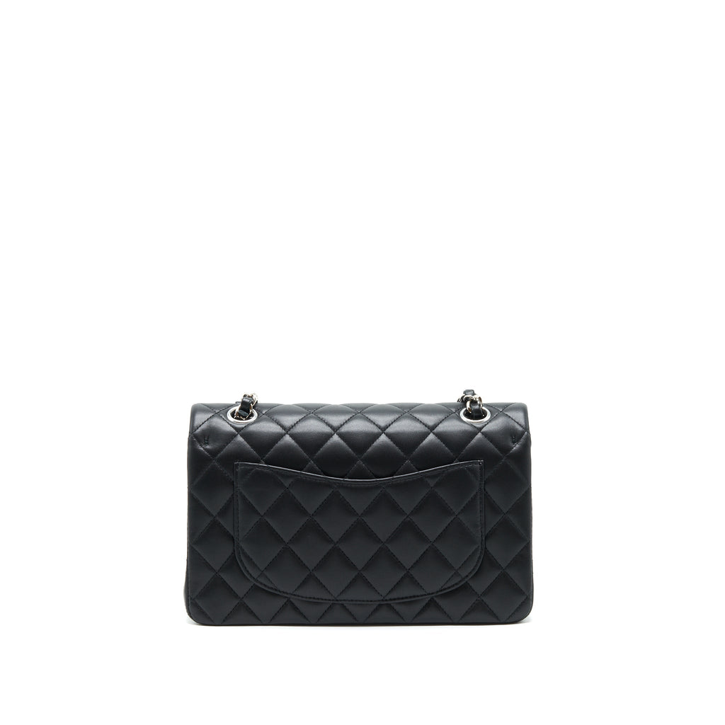 chanel-small-classic-double-flap-bag-lambskin-black-shw-microchip