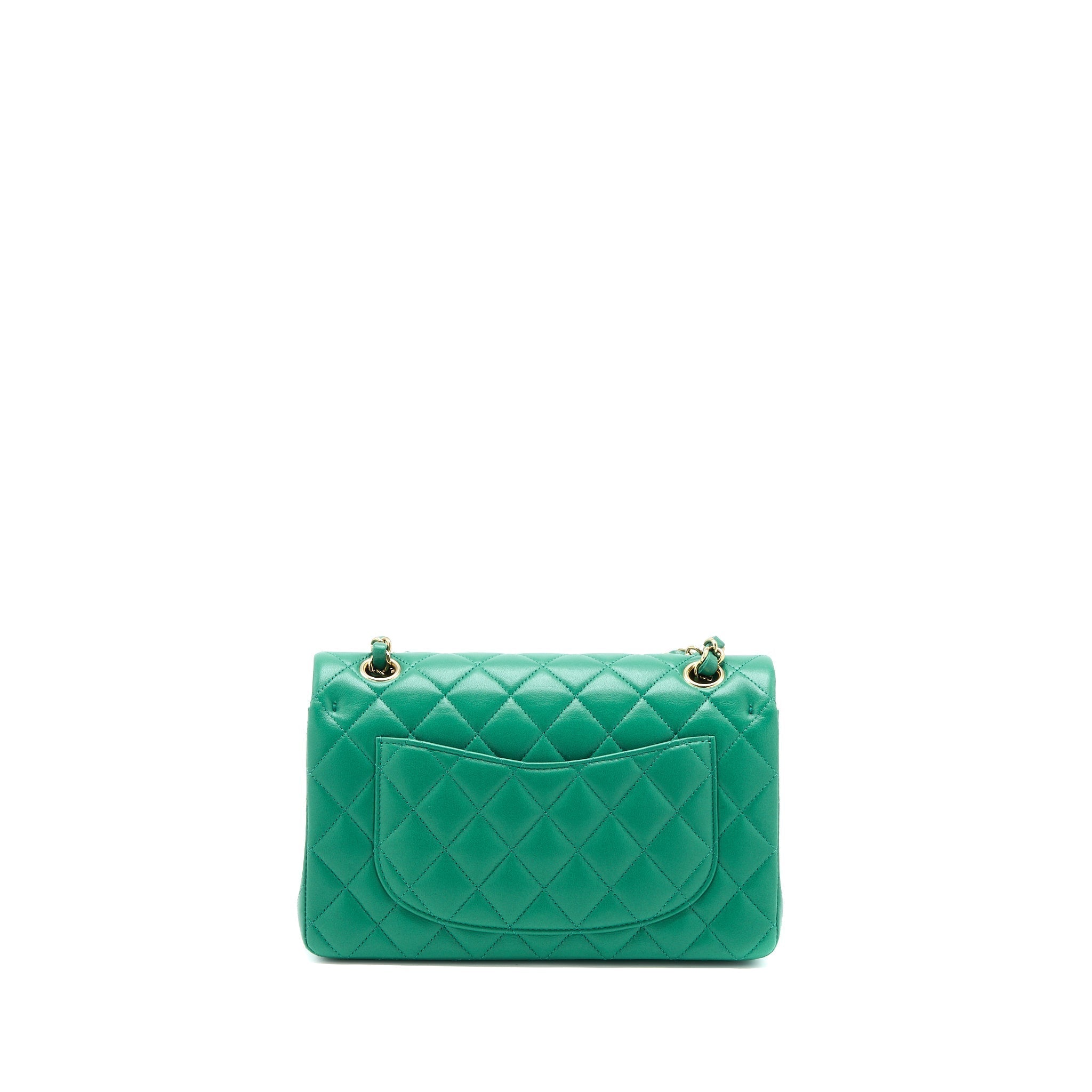 chanel-small-classic-double-flap-bag-lambskin-green-lghwmicrochip