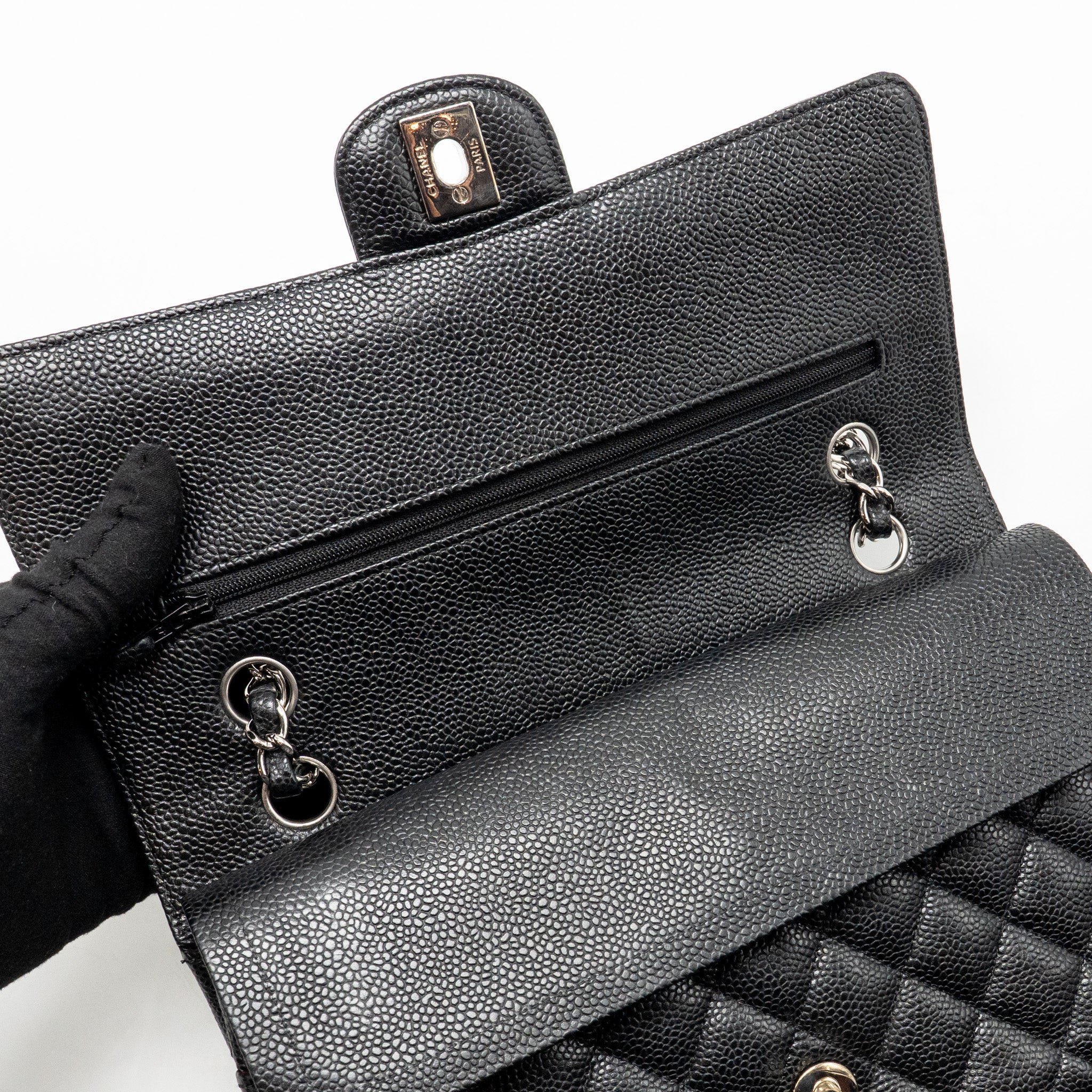 chanel-medium-classic-double-flap-bag-caviar-black-shw-14