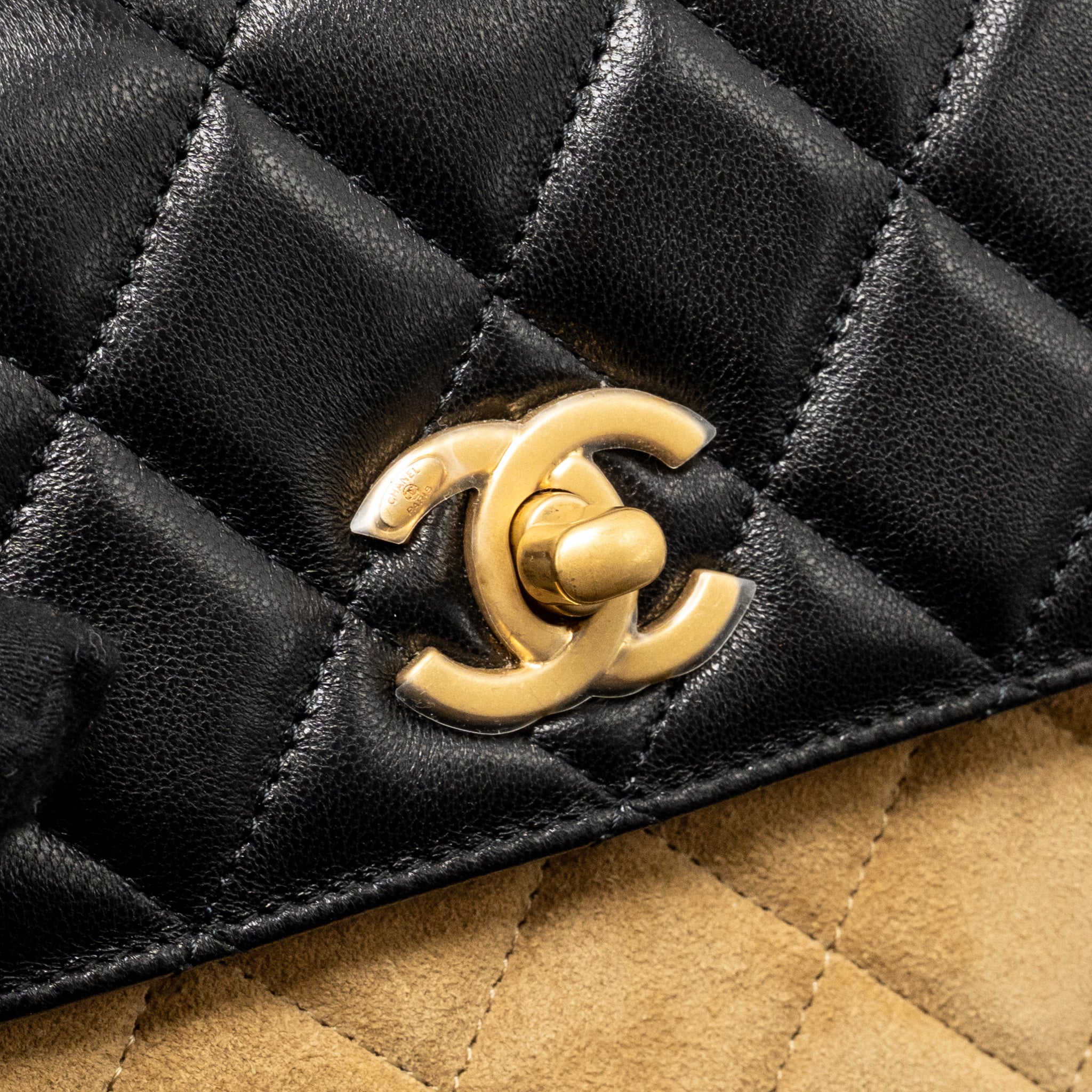 chanel-25a-suede-patchwork-mini-crossbody-bag-lambskin-brown-black-ghw-microchip-copy-1