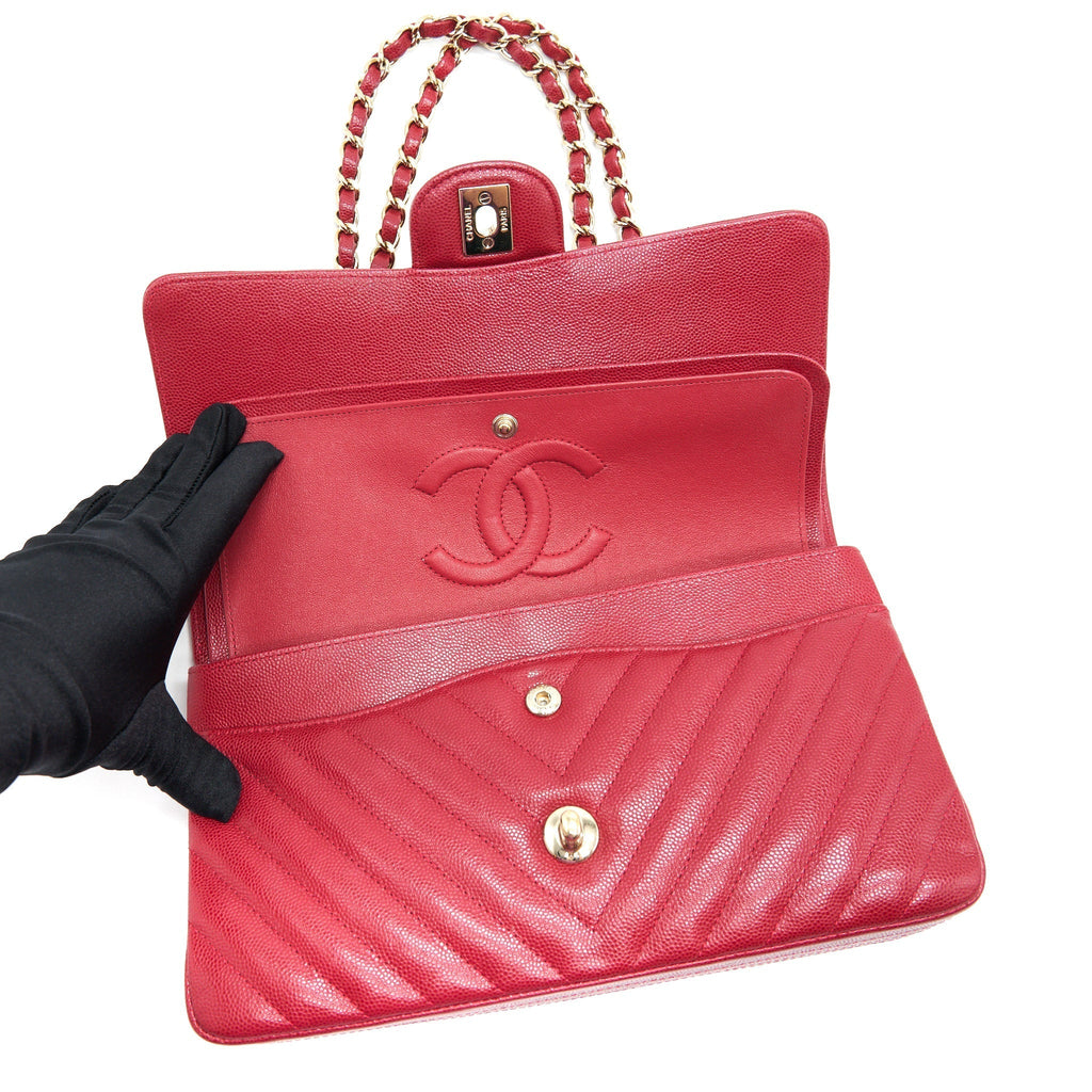 chanel-medium-classic-double-flap-caviar-raspberry-red-with-lghw-1