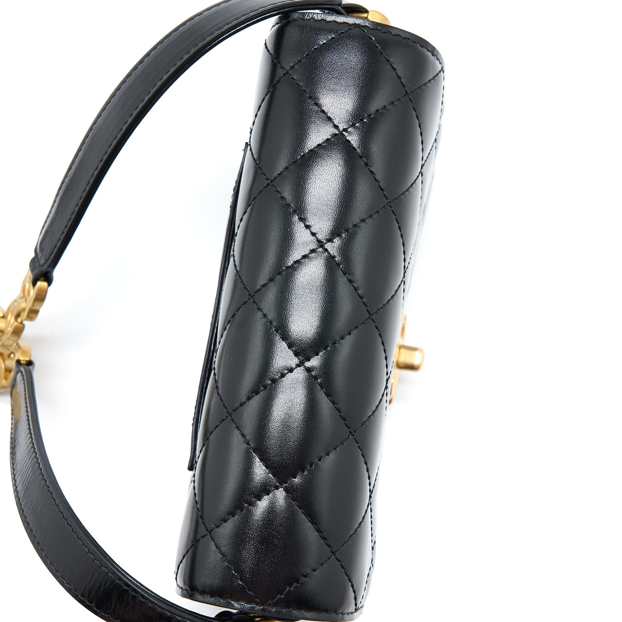 chanel-crossbody-mini-flap-bag-cc-logo-strap-calfskin-black-brushed-ghw-microchip