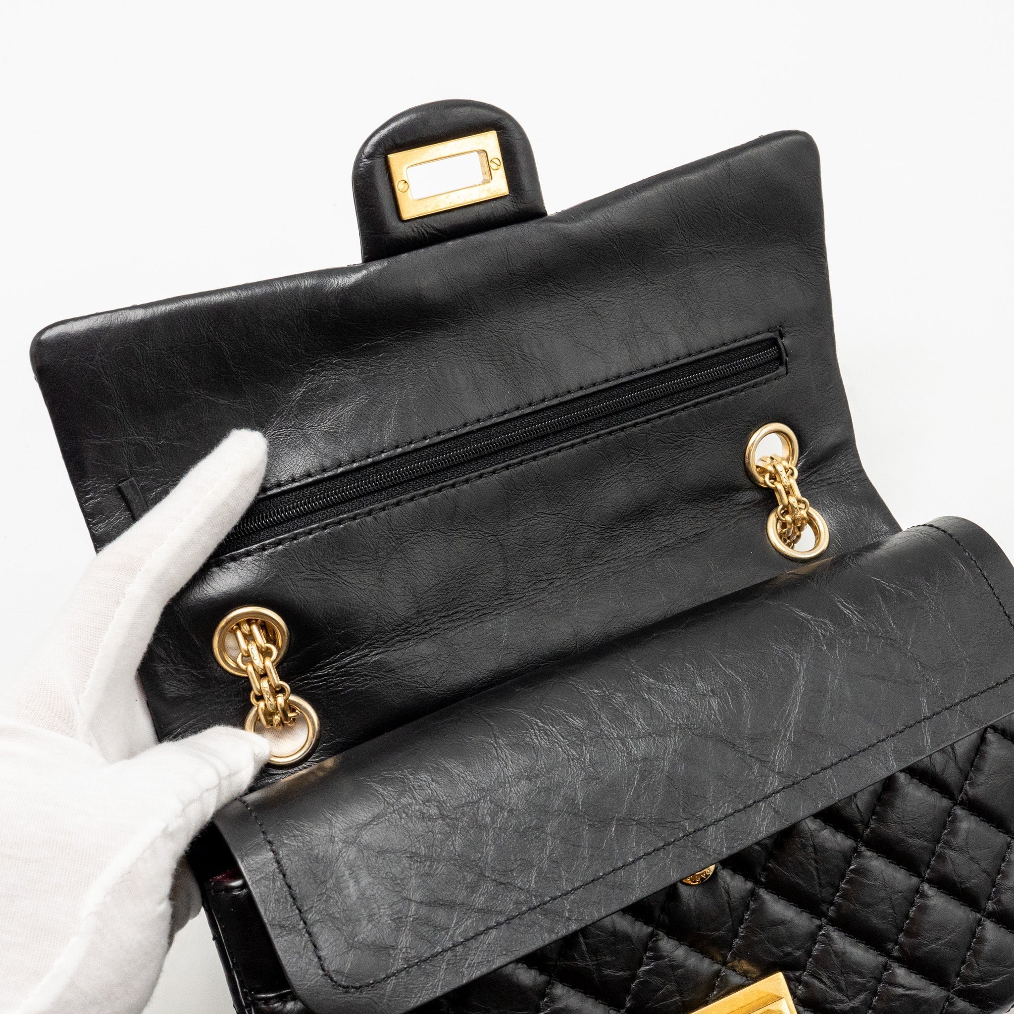 chanel-small-2-55-reissue-double-flap-bag-age-calfskin-black-ghw