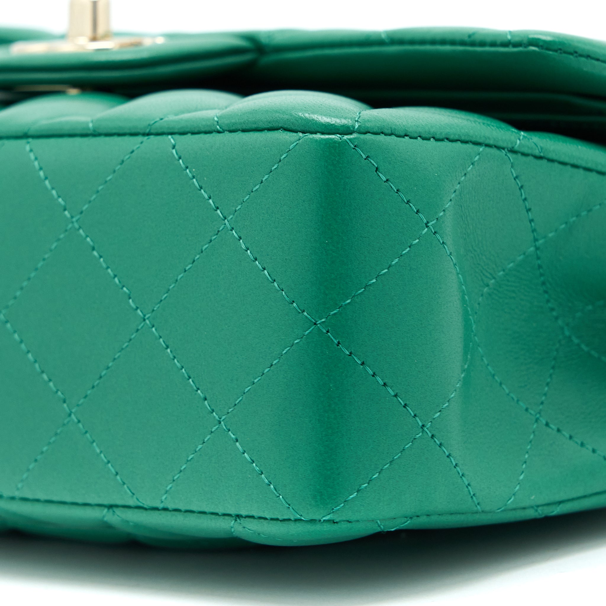 chanel-small-classic-double-flap-bag-lambskin-green-lghwmicrochip