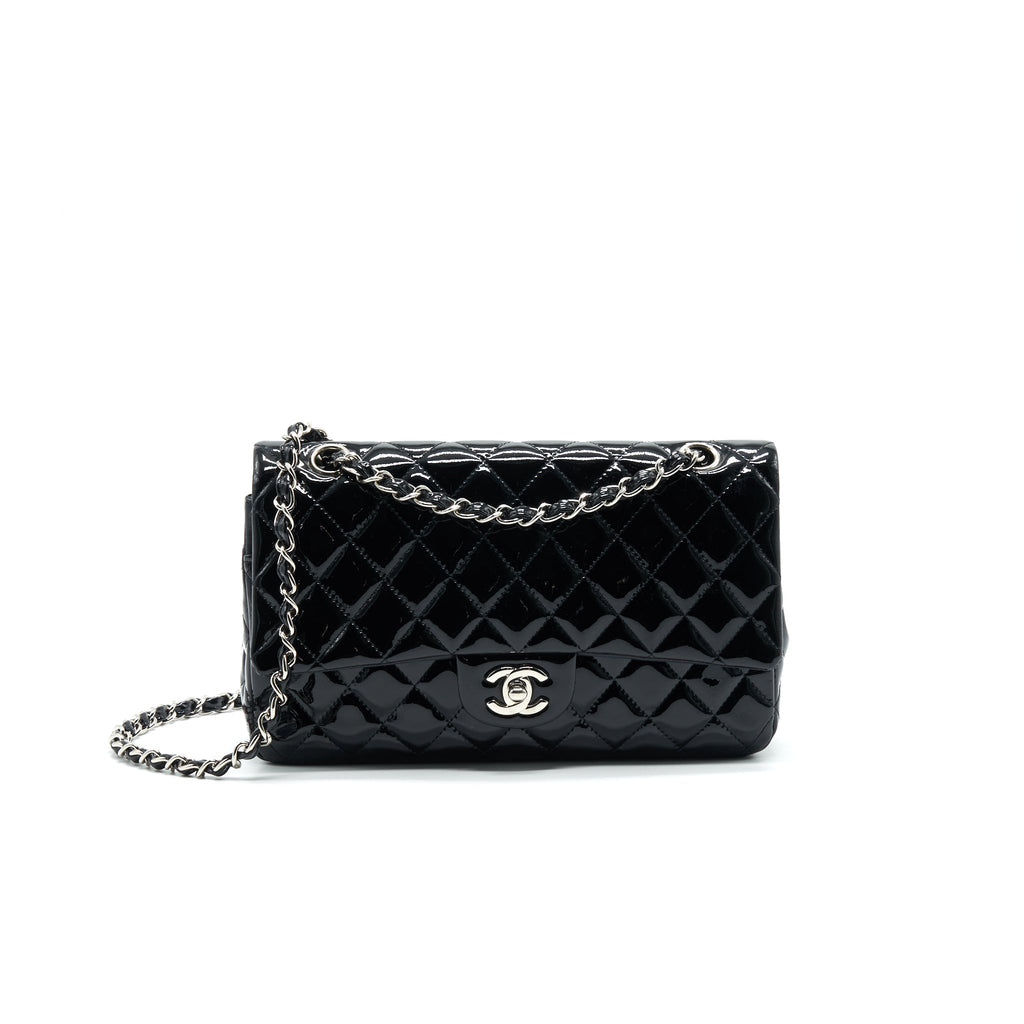 chanel-patent-leather-medium-classic-double-flap-bag-black-shw