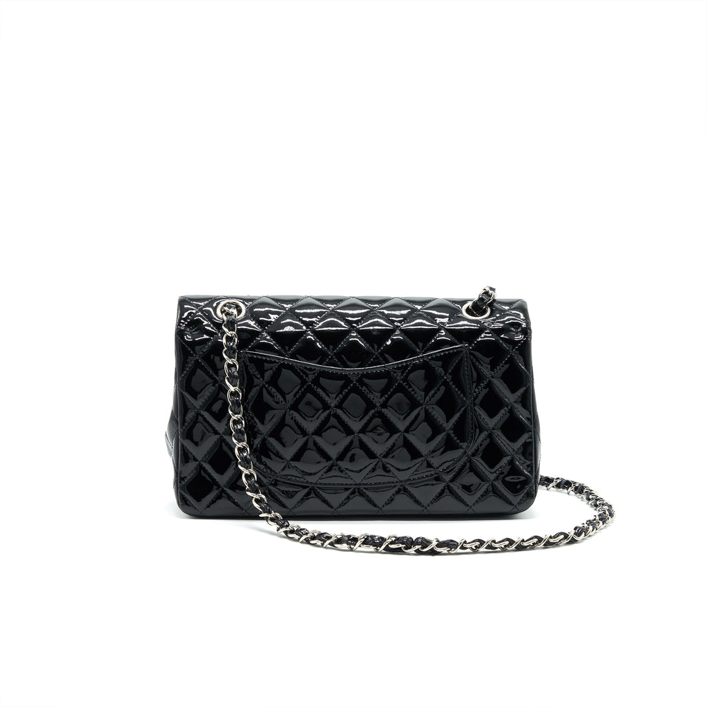 chanel-patent-leather-medium-classic-double-flap-bag-black-shw